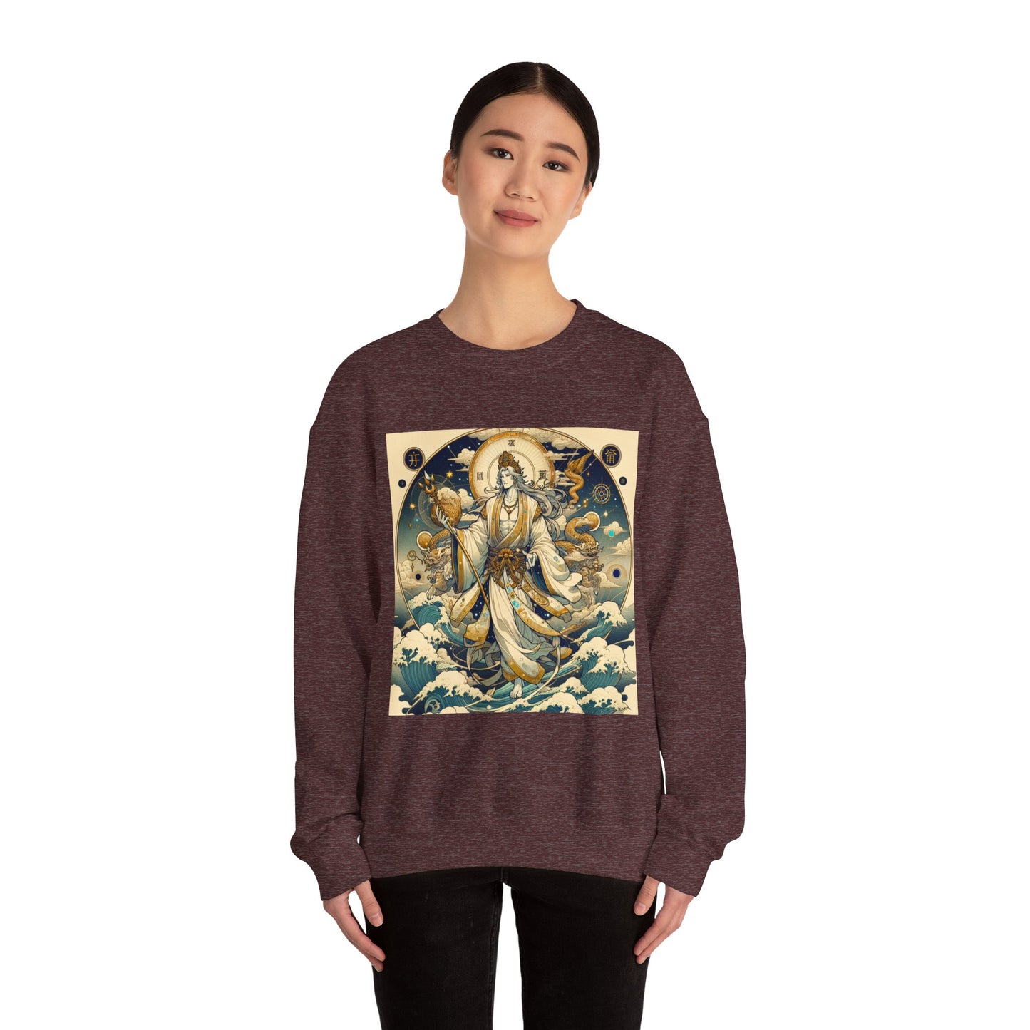 Unisex Heavy Blend™ Crewneck Sweatshirt, Anime Capricorn God, Zodiac Design