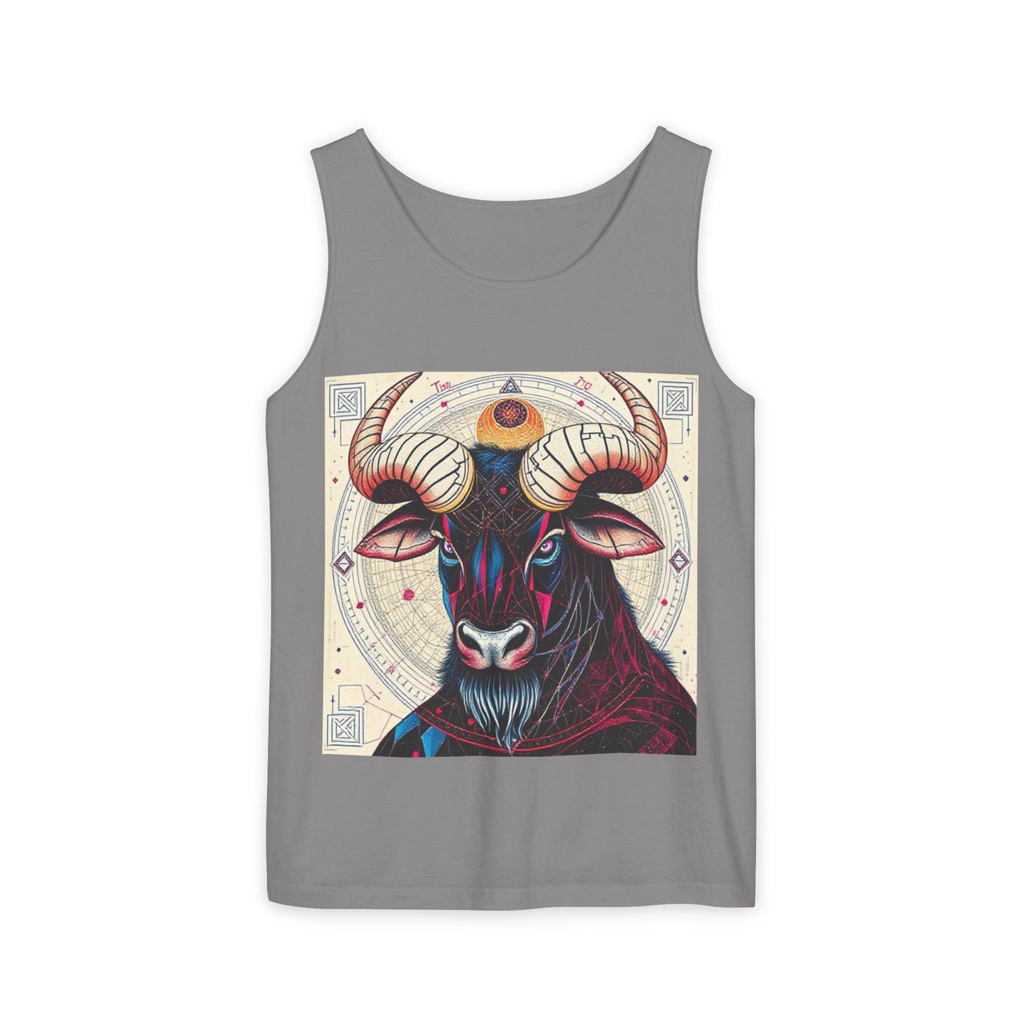 Unisex Garment-Dyed, Tank Top, Taurus Design, Pop Art, 100% US cotton