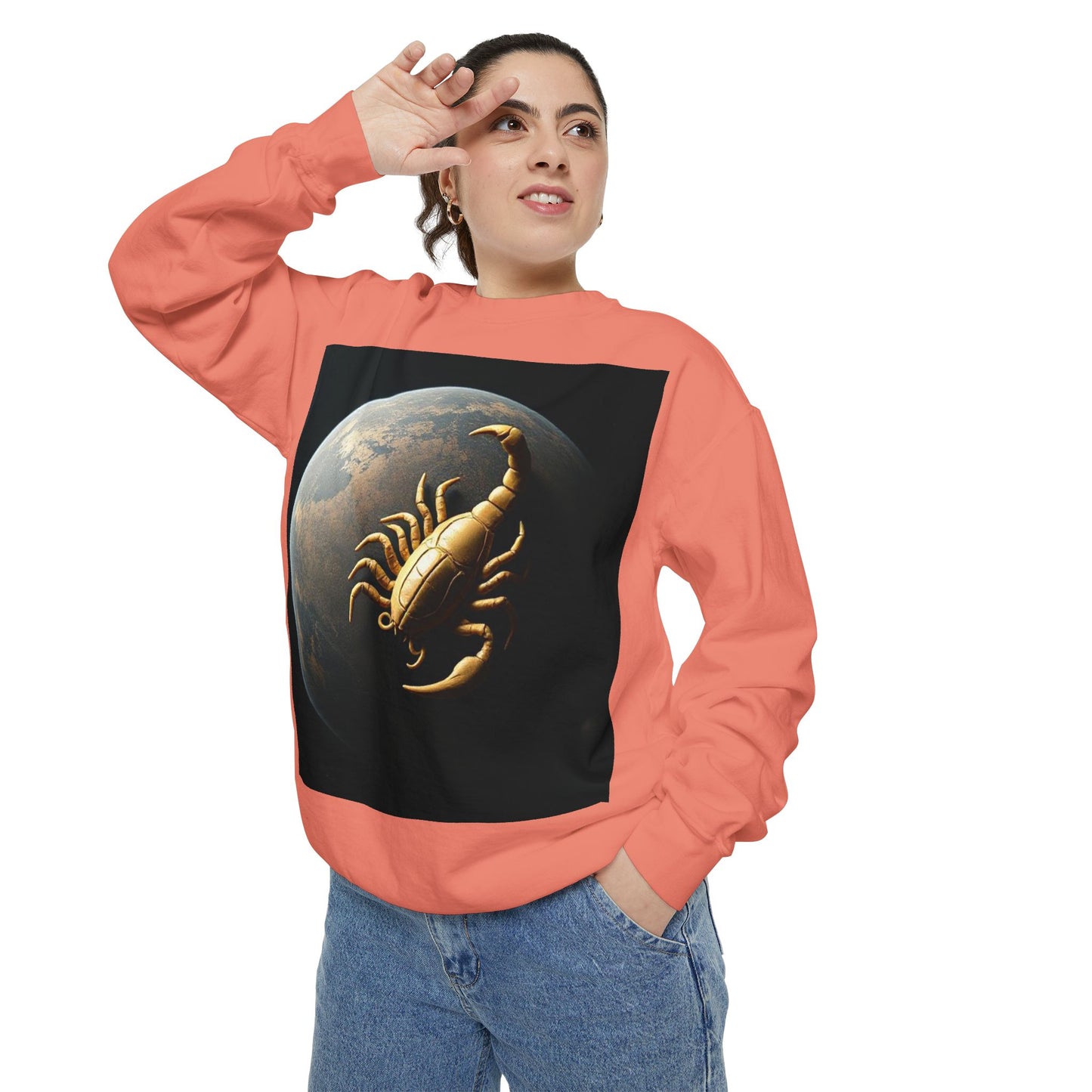 Garment-Dyed Sweatshirt, Unisex, Space Animal Design v1, Scorpio