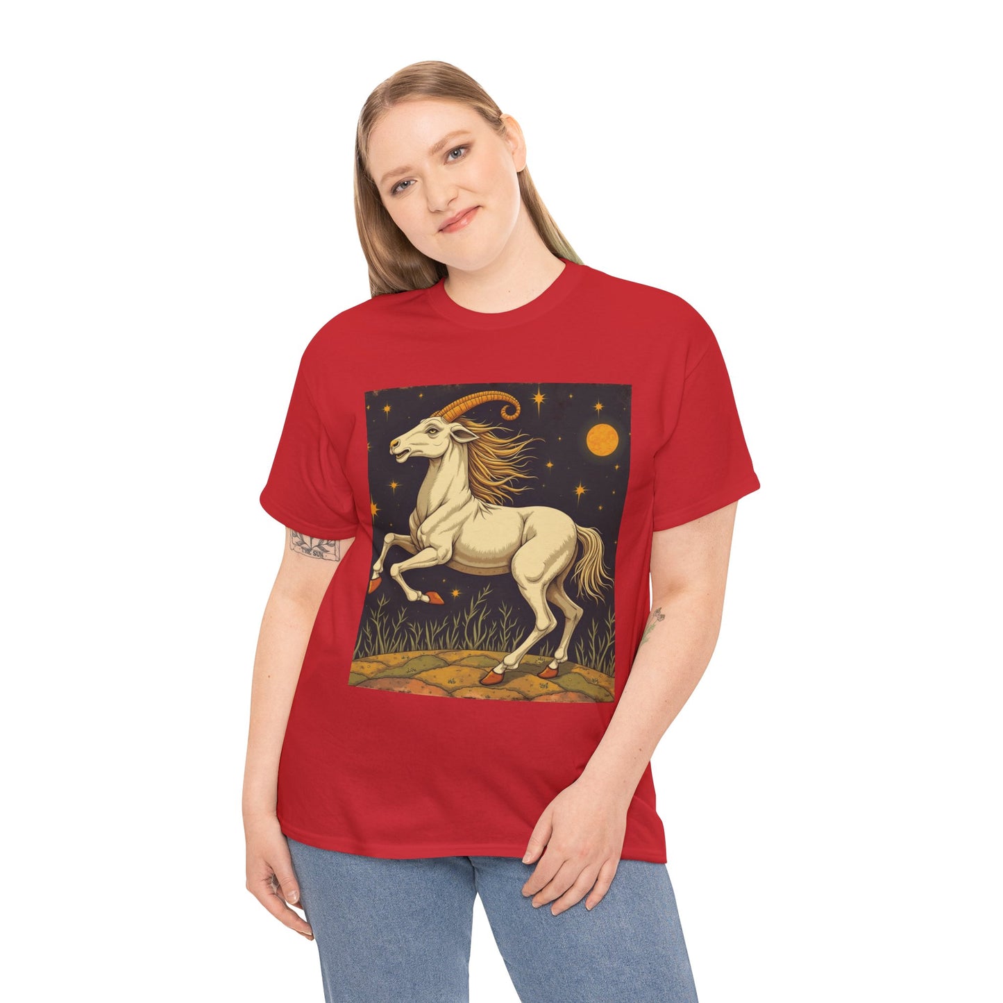 Unisex Heavy Cotton T-Shirt, Aries Animal, Zodiac Design