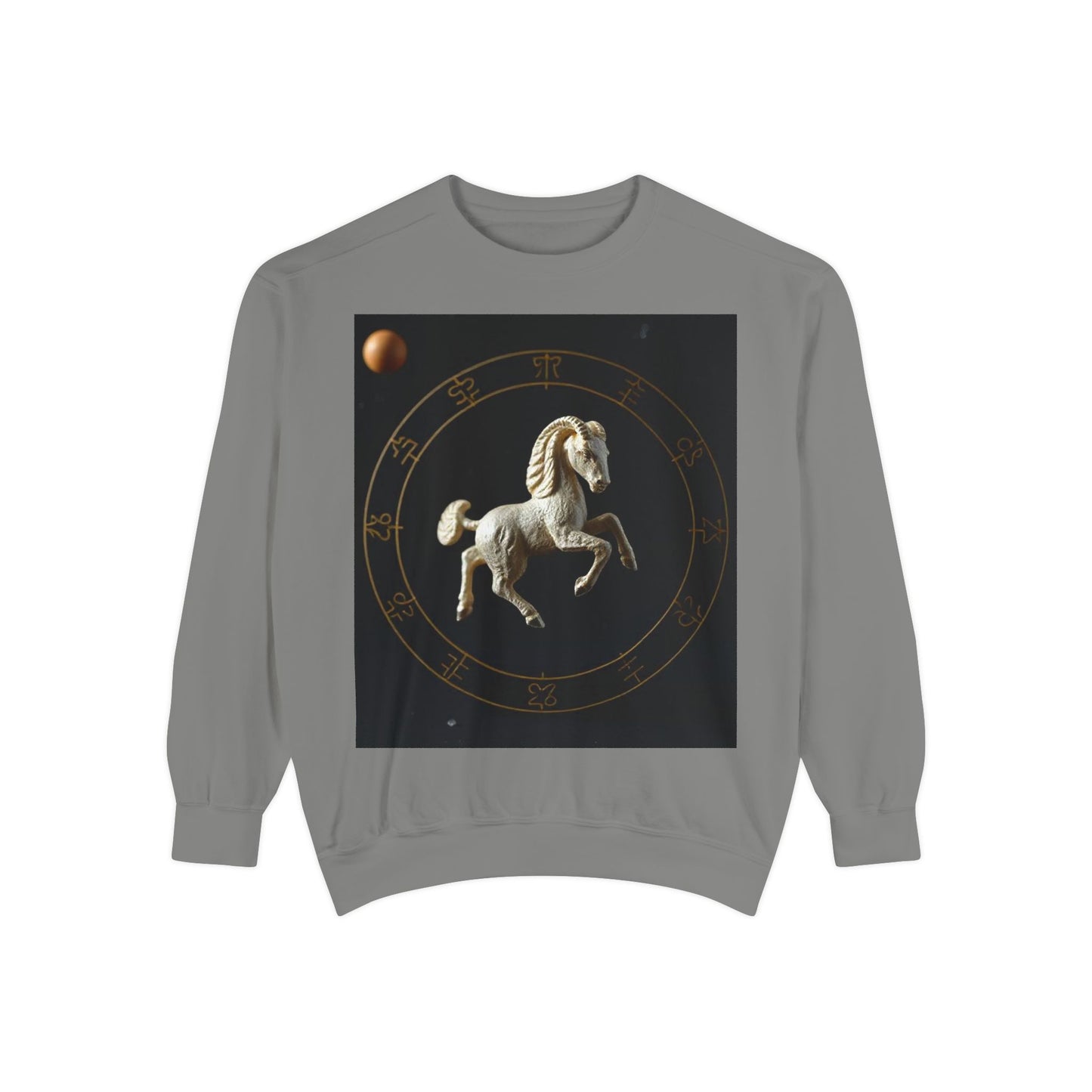 Garment-Dyed Sweatshirt, Unisex, Space Animal Design, Capricorn
