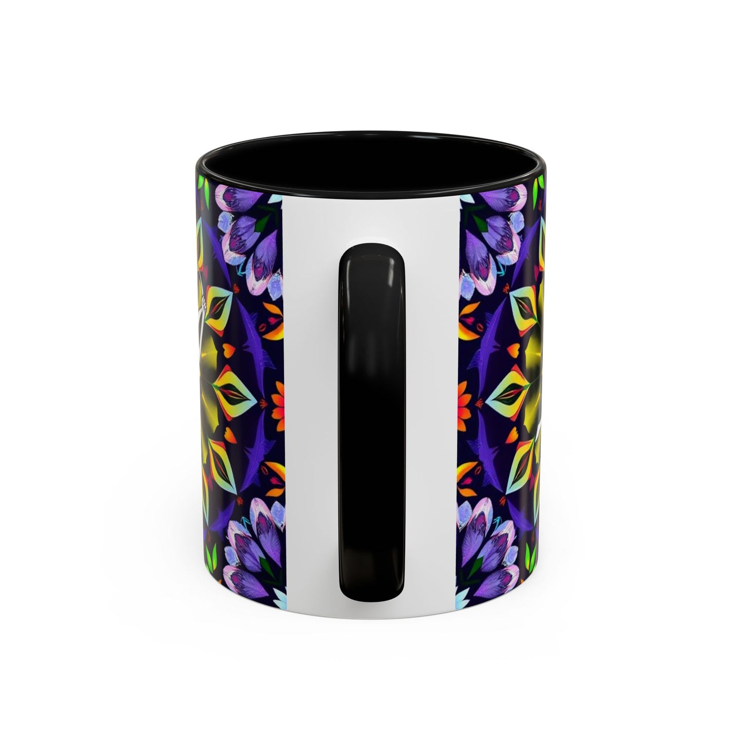 Accent Coffee Mug, Sagittarius, Zodiac v1. Flower Pattern, (11, 15oz)