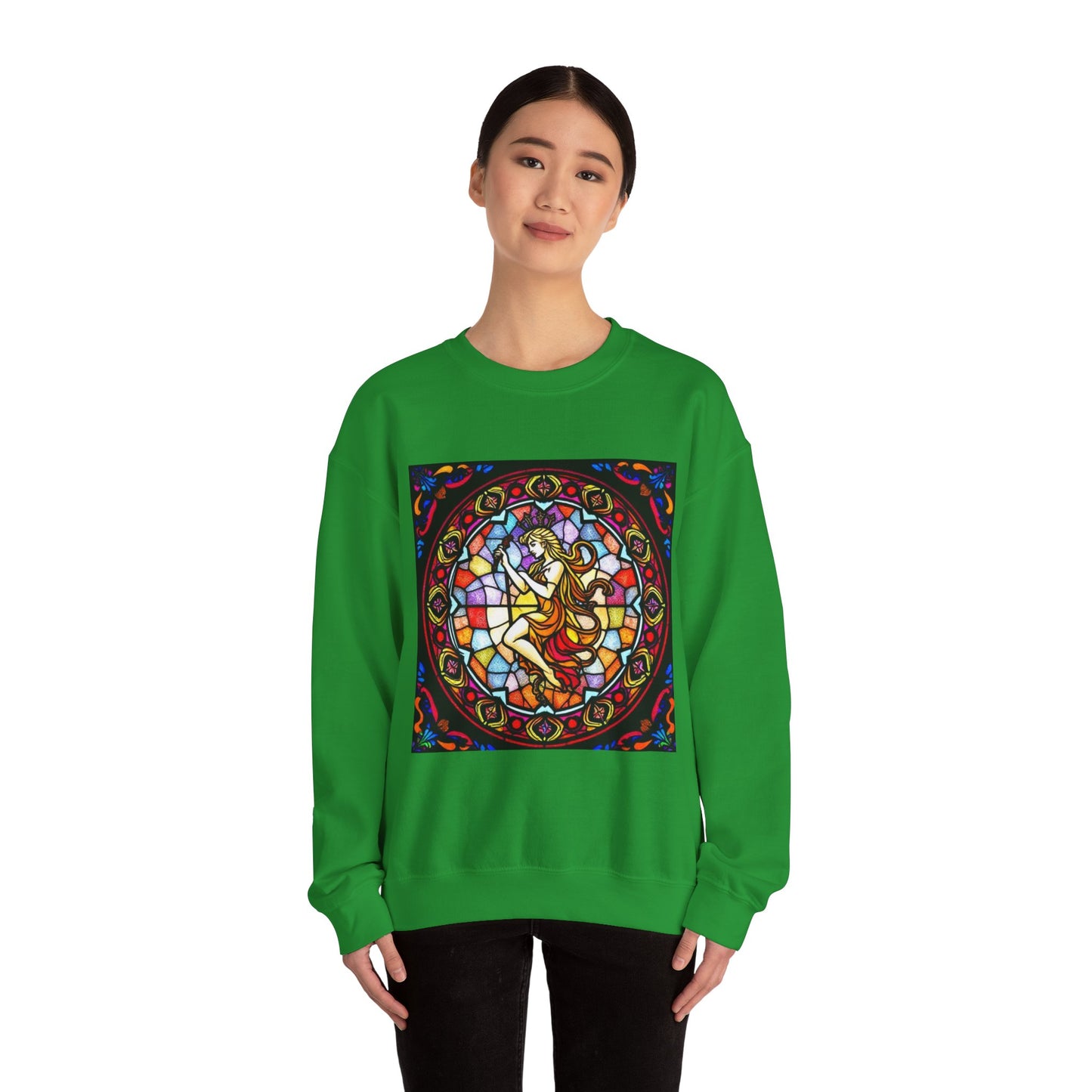 Unisex Heavy Blend™ Crewneck Sweatshirt, Glass, Virgo Zodiac Design