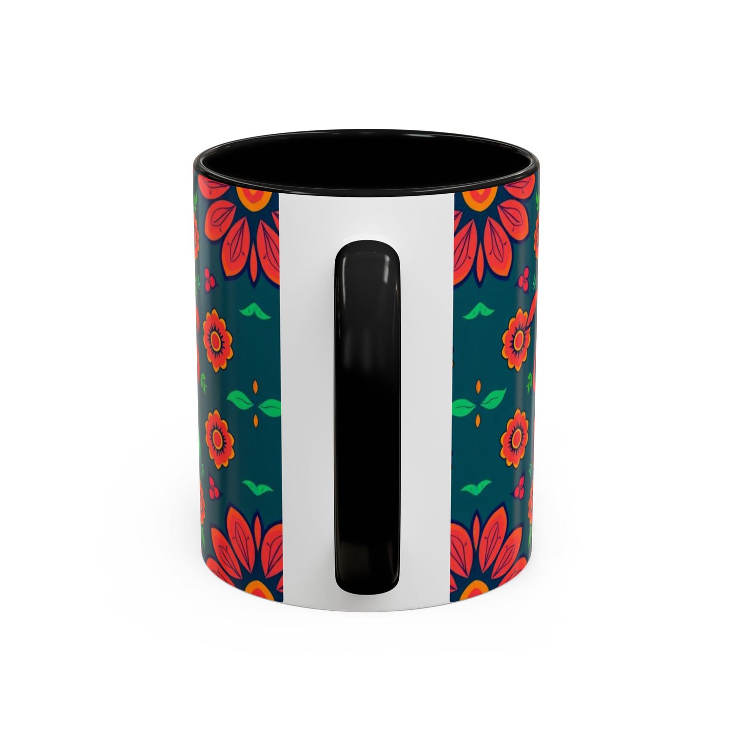 Accent Coffee Mug, Leo, Zodiac v1, Flower Pattern, (11, 15oz)