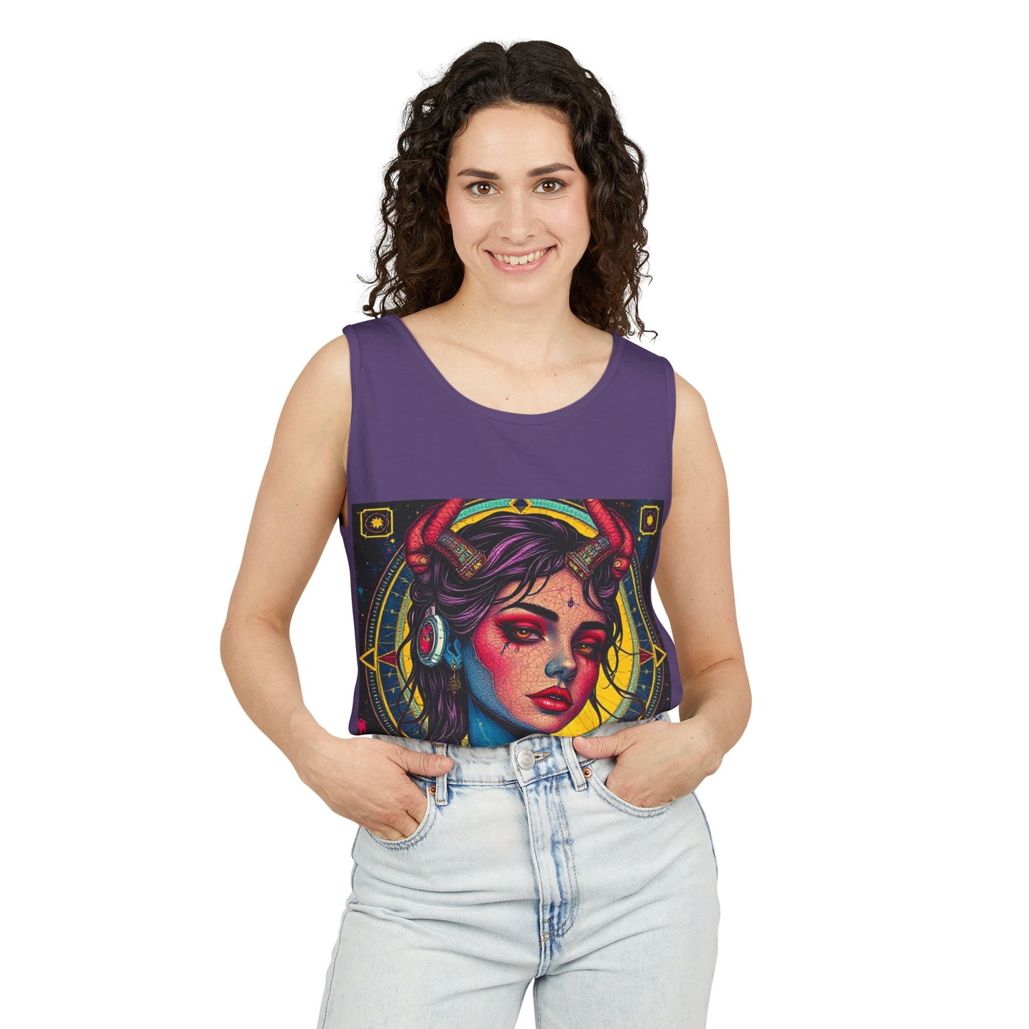 Unisex Garment-Dyed, Tank Top, Scorpio Design, Pop Art, 100% US cotton