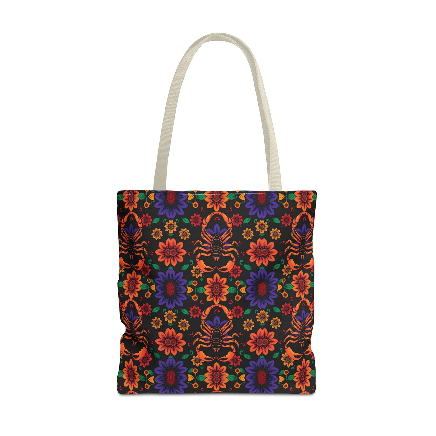 Tote Bag, (AOP), Scorpio, Zodiac v6, Flower Pattern