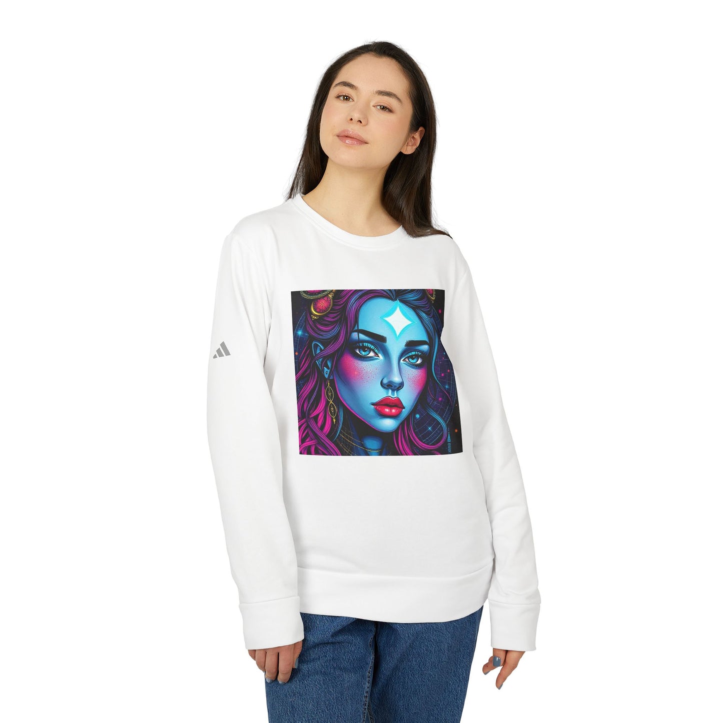 Adidas Unisex Fleece Crewneck Sweatshirt, Gemini, Pop Art, Zodiac
