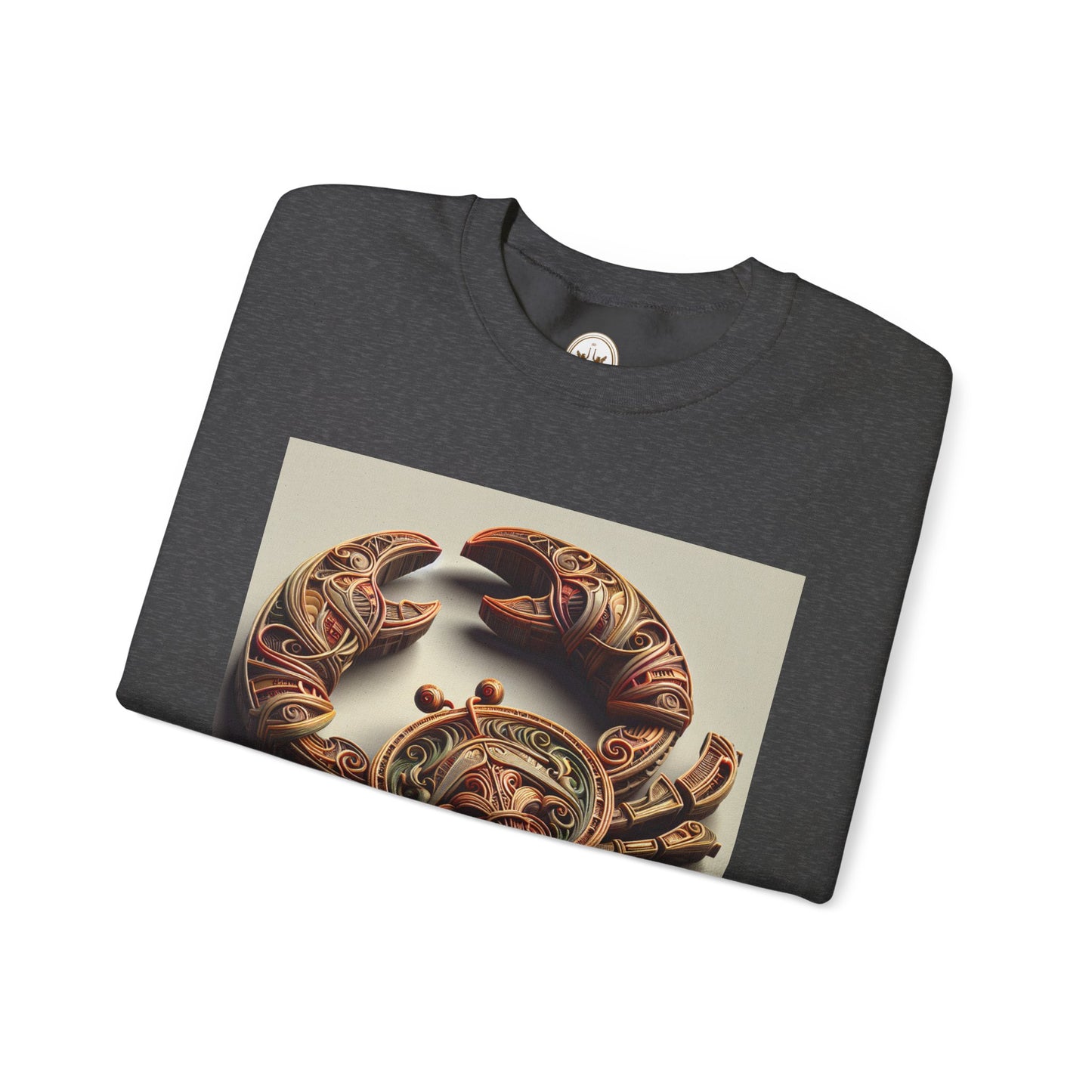 Unisex Heavy Blend™ Crewneck Sweatshirt, Crab Artifact, Cancer Zodiac Design