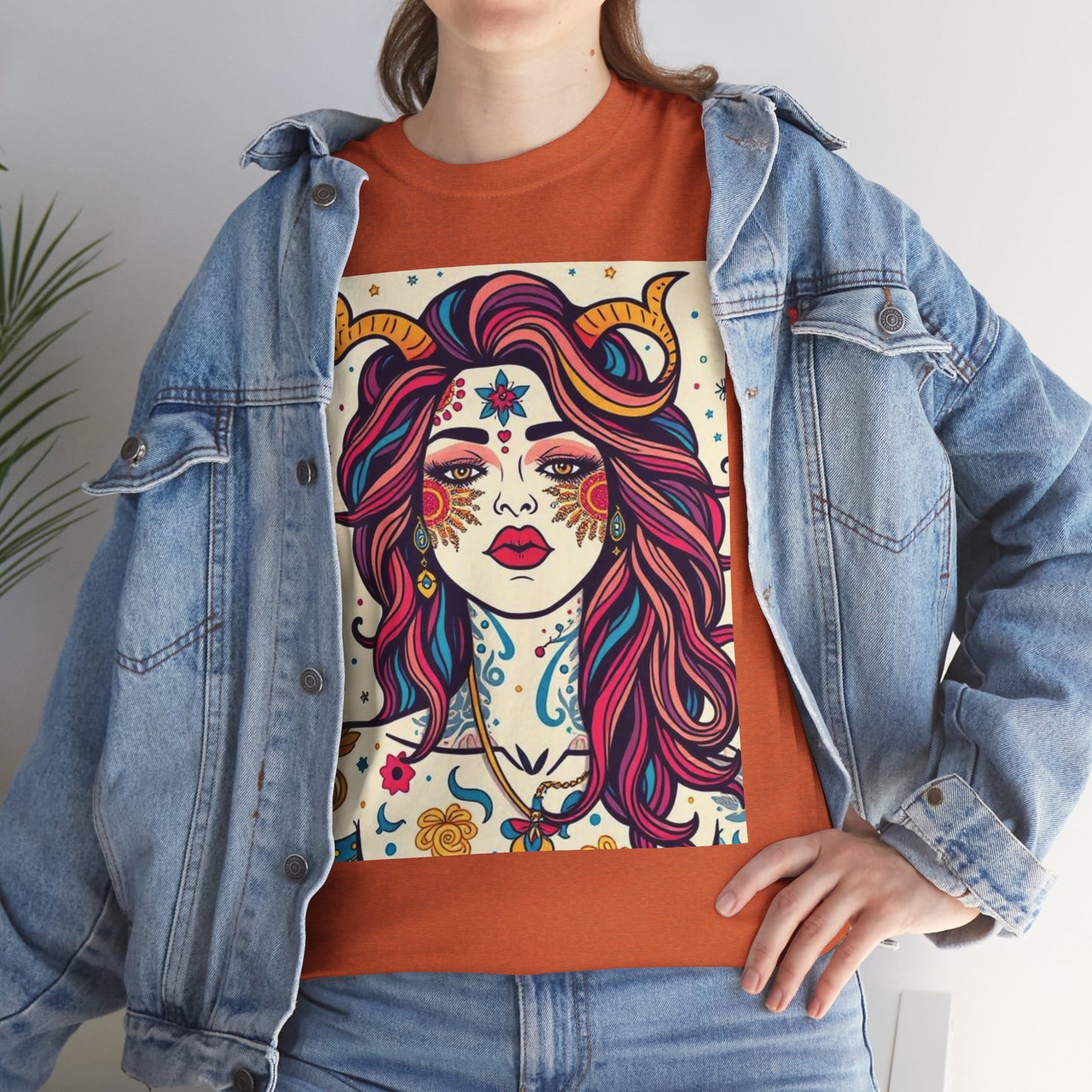 Unisex Heavy Cotton T-Shirt, Virgo, Zodiac v3, Sexy Art