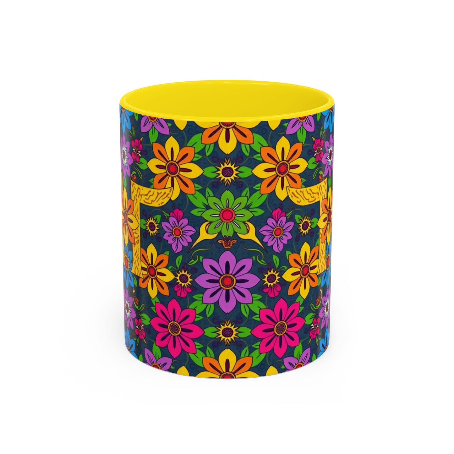 Accent Coffee Mug, Gemini, Zodiac v3, Flower Pattern, (11, 15oz)