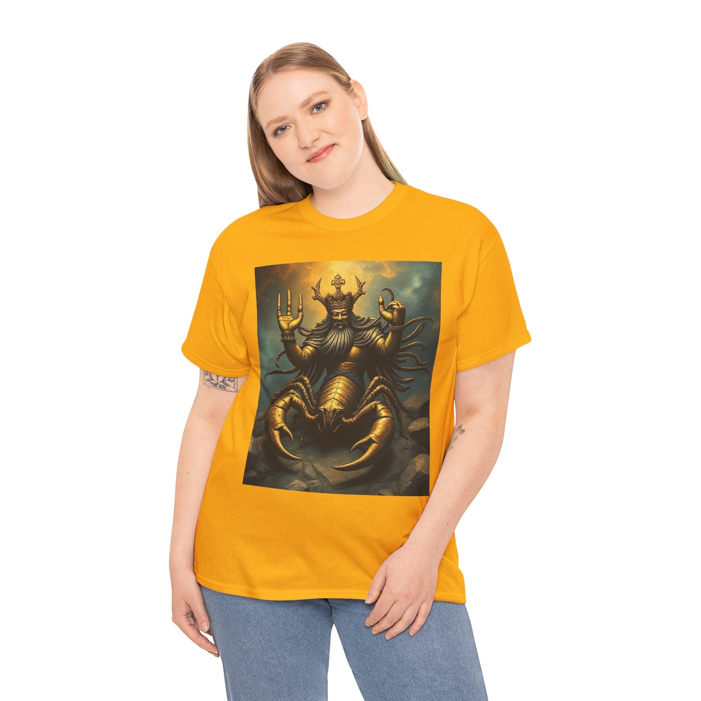 Unisex Heavy Cotton T-Shirt, Desert Scorpio King, Zodiac Design