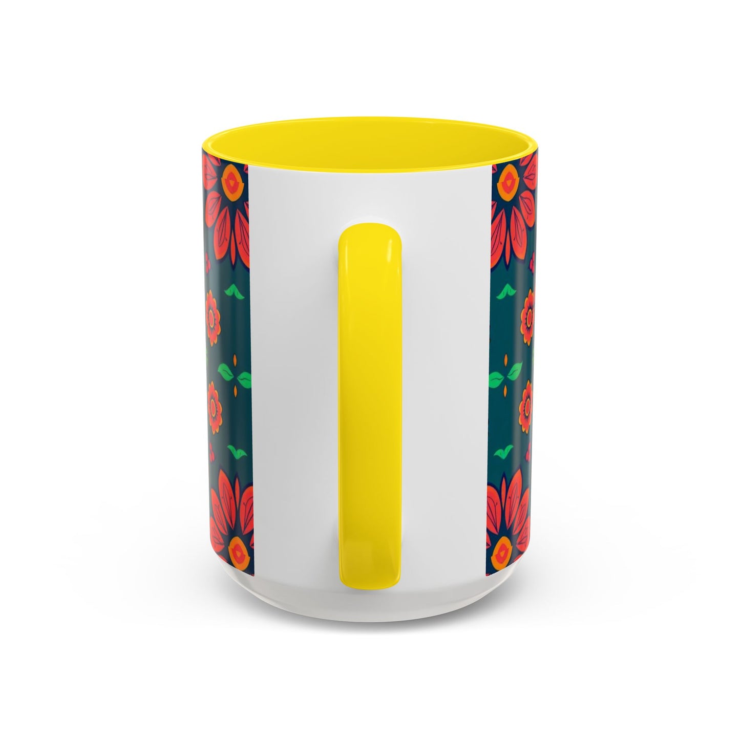 Accent Coffee Mug, Leo, Zodiac v1, Flower Pattern, (11, 15oz)