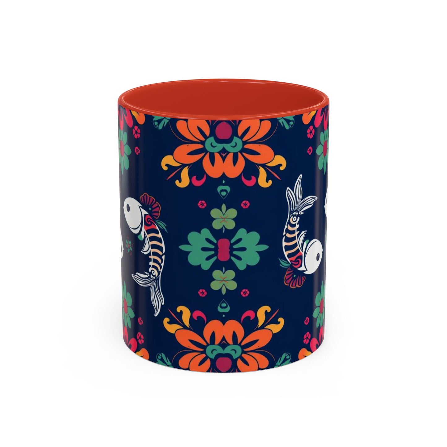 Accent Coffee Mug, Pisces, Zodiac. Flower Pattern, (11, 15oz)