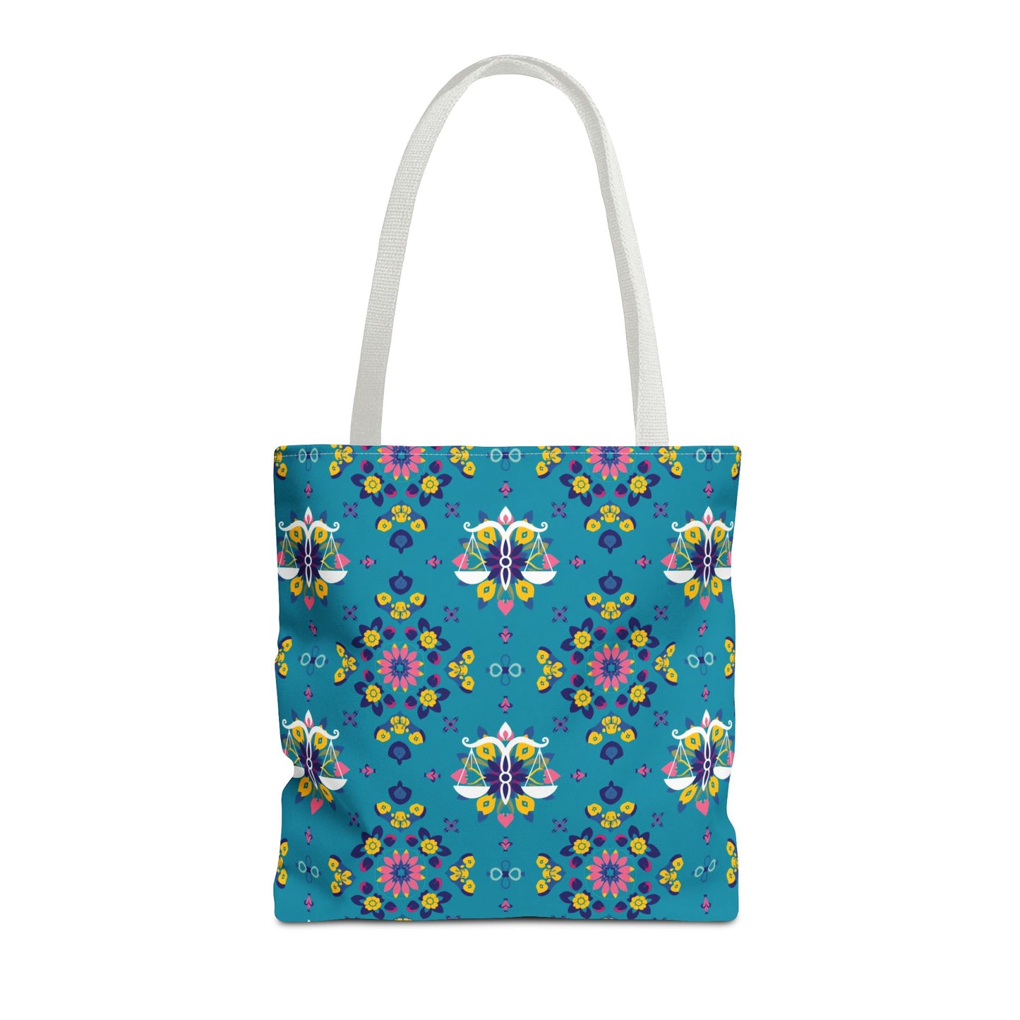 Tote Bag (AOP), Libra, Zodiac v1, Flower Pattern