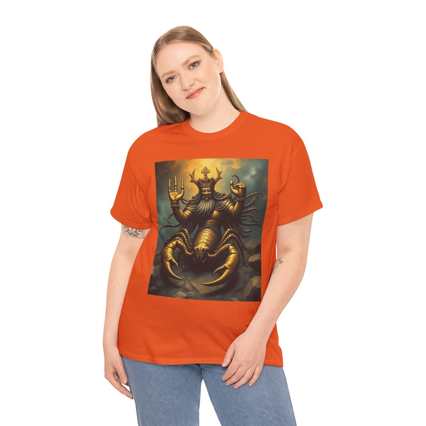 Unisex Heavy Cotton T-Shirt, Desert Scorpio King, Zodiac Design