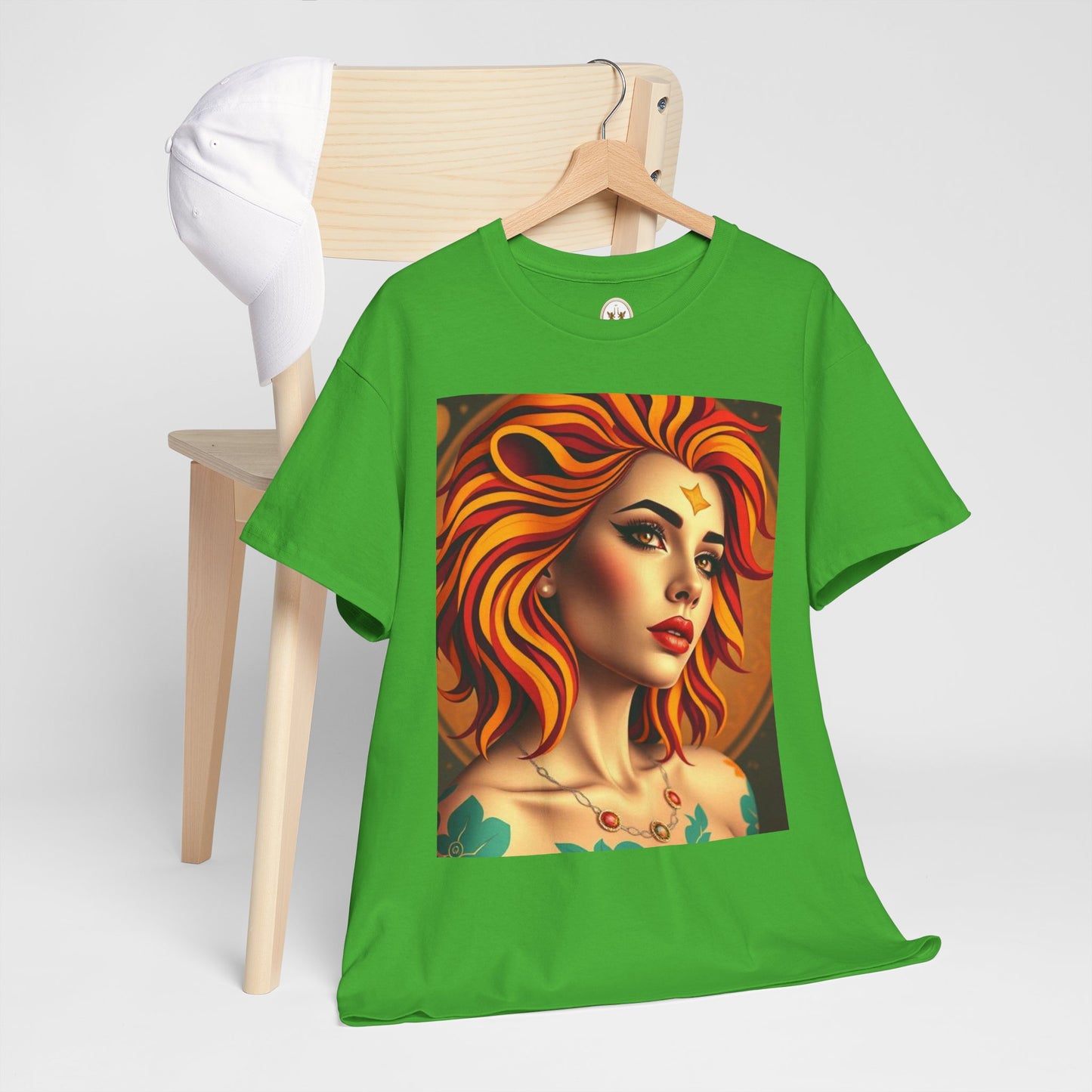 Unisex Heavy Cotton T-Shirt, Leo, Zodiac v3, Sexy Art