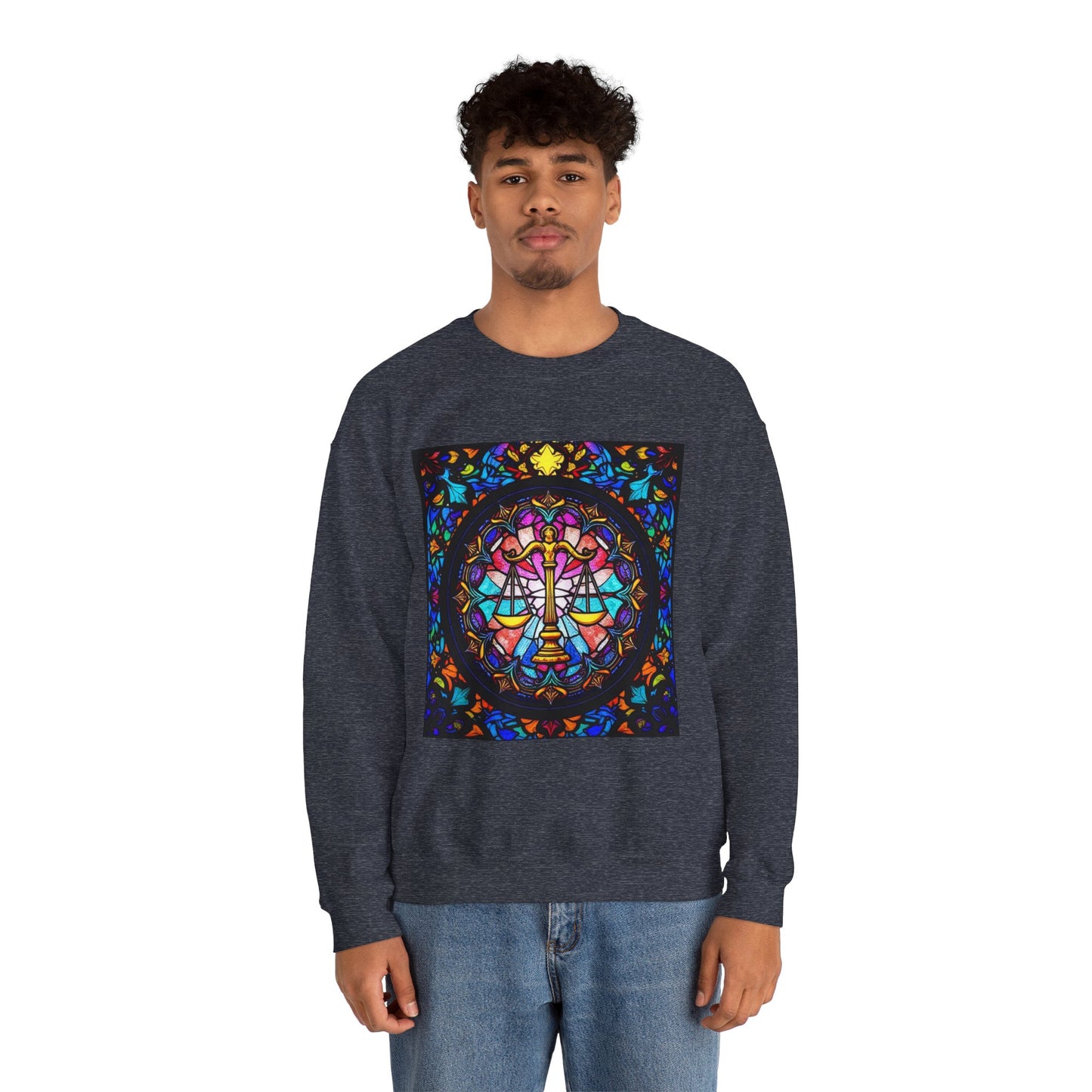 Unisex Heavy Blend™ Crewneck Sweatshirt, Glass 1, Libra Zodiac Design