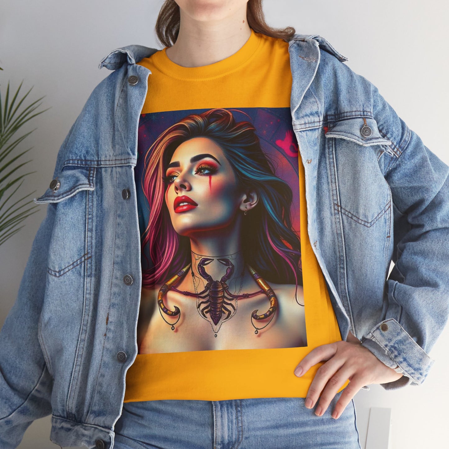 Unisex Heavy Cotton T-Shirt, Scorpio, Zodiac v1, Sexy Art