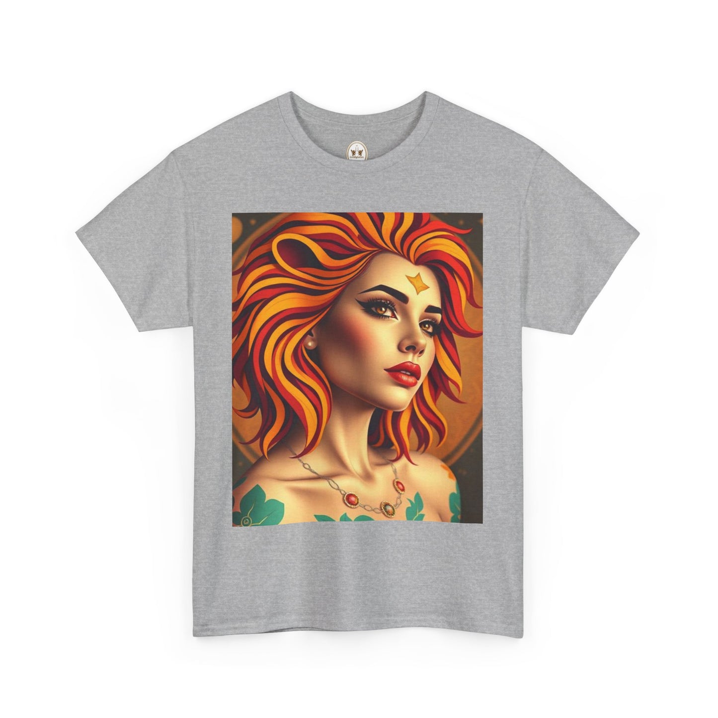 Unisex Heavy Cotton T-Shirt, Leo, Zodiac v3, Sexy Art