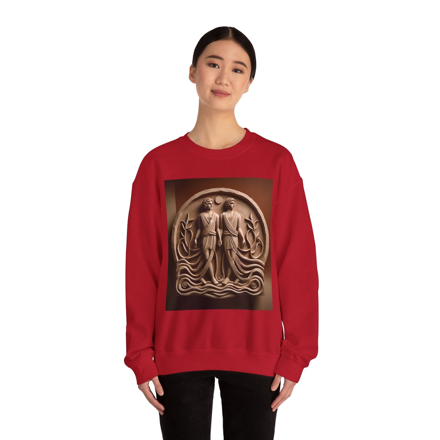 Unisex Heavy Blend™ Crewneck Sweatshirt, Stone Twins, Gemini Zodiac Design
