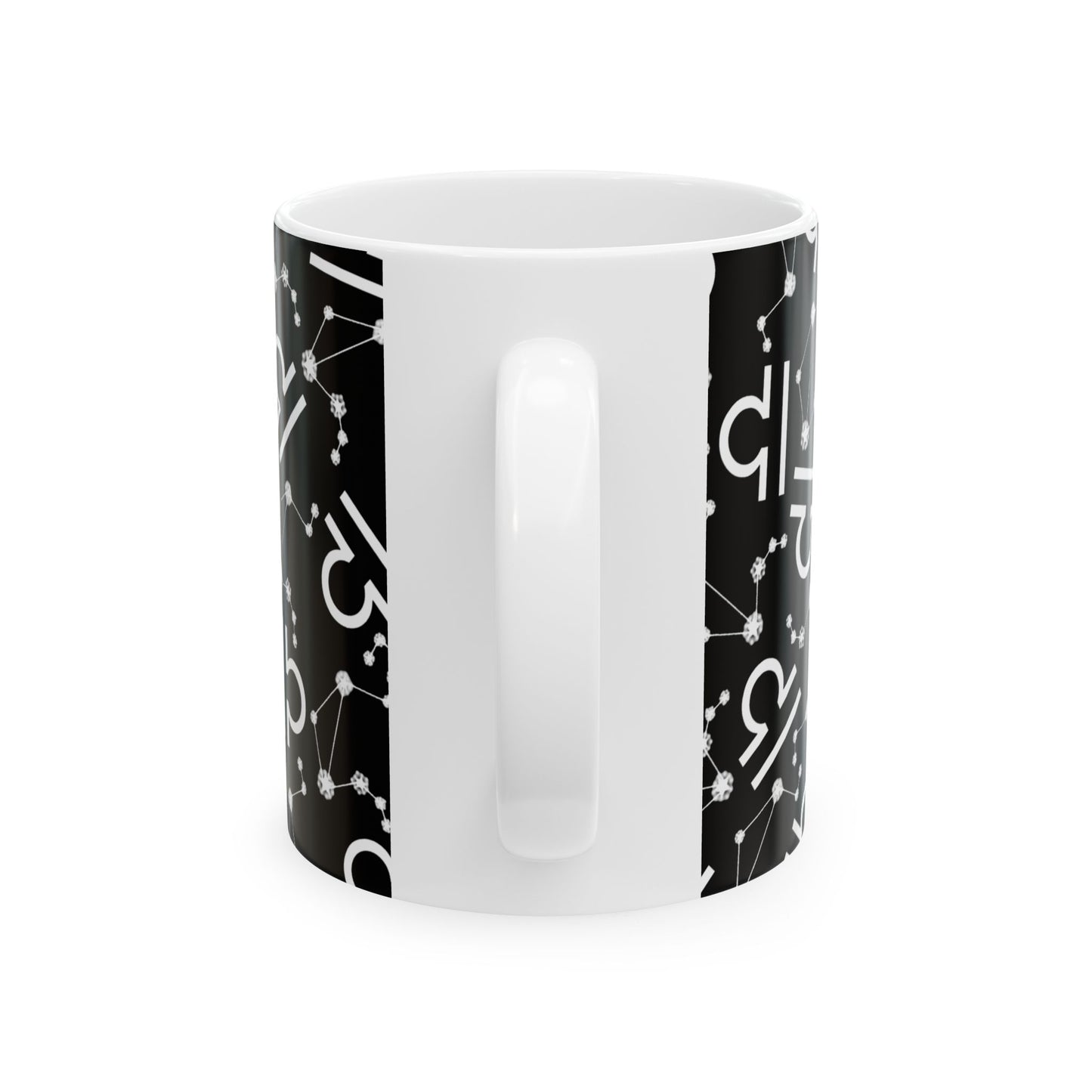 Ceramic Mug, (11oz, 15oz), Ceramic Coffee Mug, Black AOP, Libra Zodiac Design