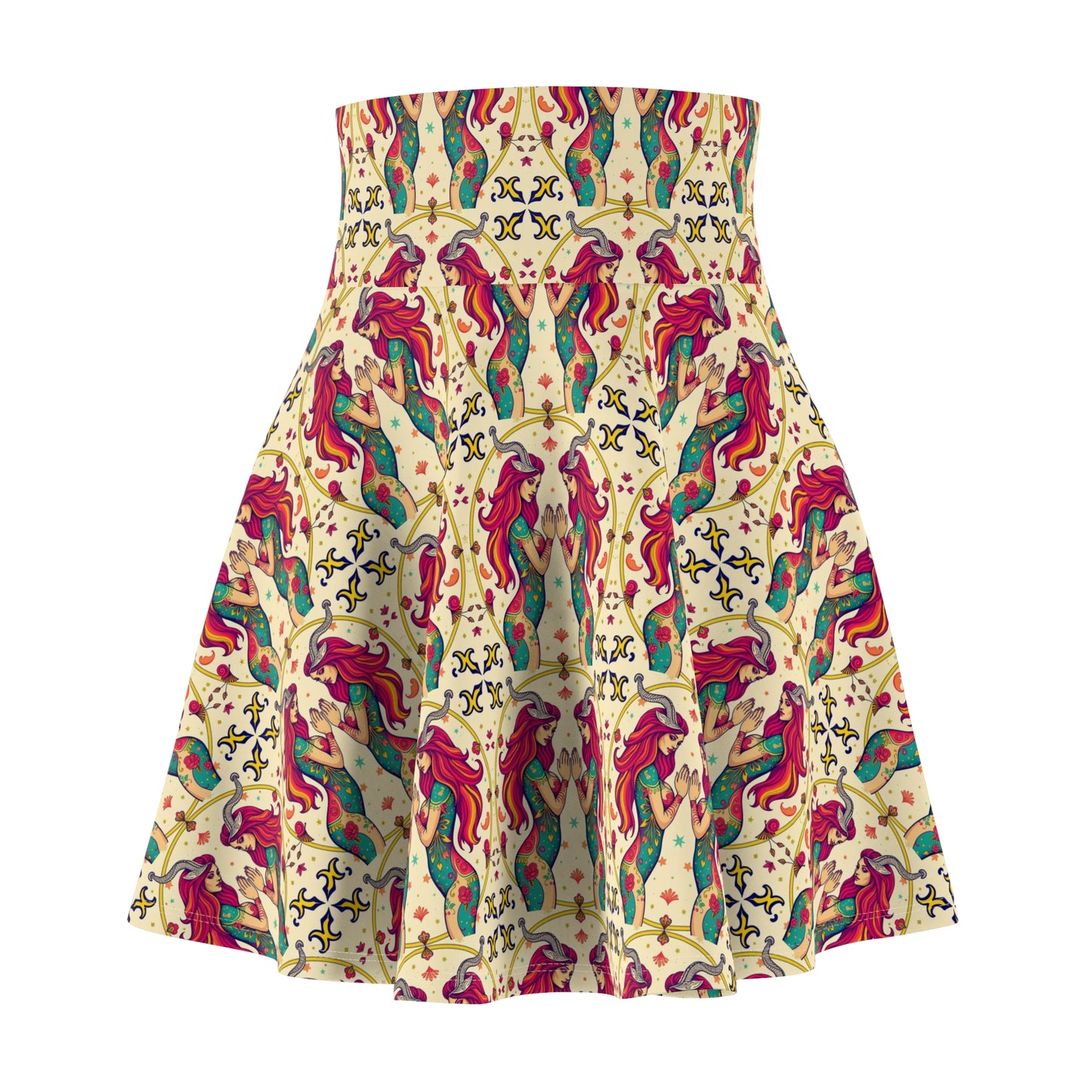 Women's Skater Skirt, (AOP), Gemini, Zodiac v4, Sexy Pattern