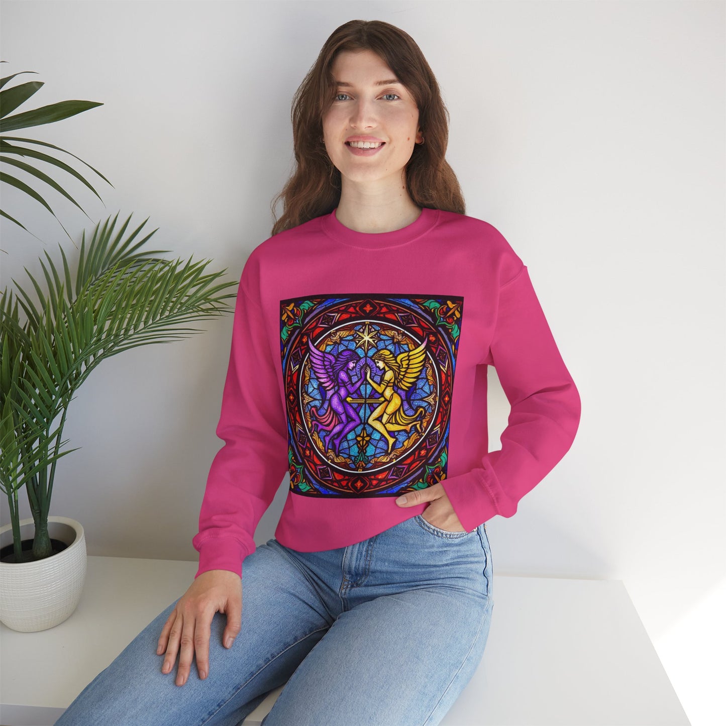 Unisex Heavy Blend™ Crewneck Sweatshirt, Glass, Gemini Zodiac Design