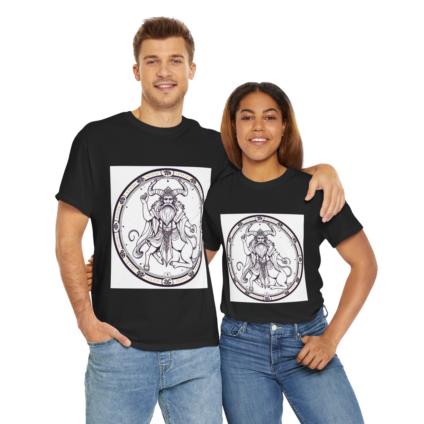 Unisex Heavy Cotton T-Shirt, Bull Centaur v1, Taurus Zodiac Design