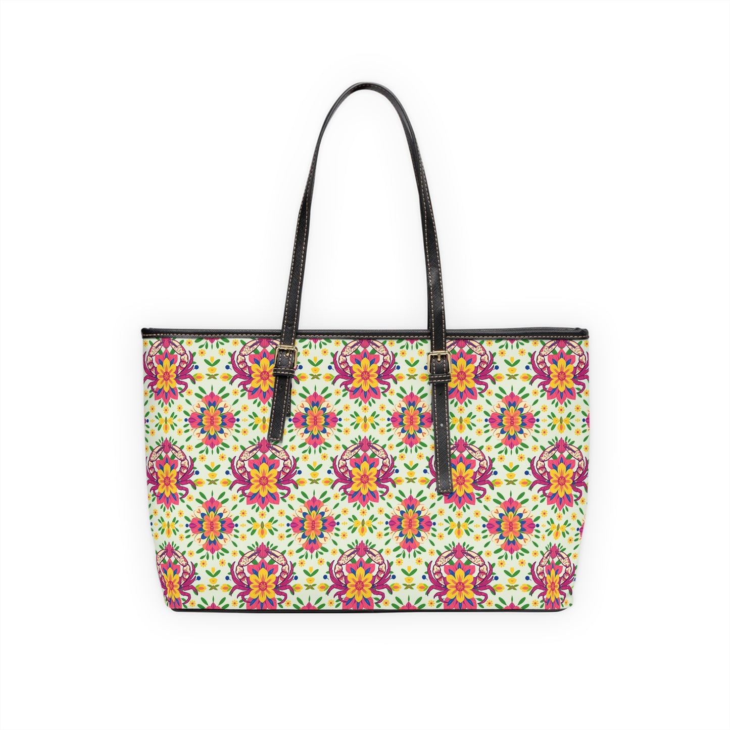 Leather Shoulder Bag, Cancer, Zodiac v2, Flower Pattern
