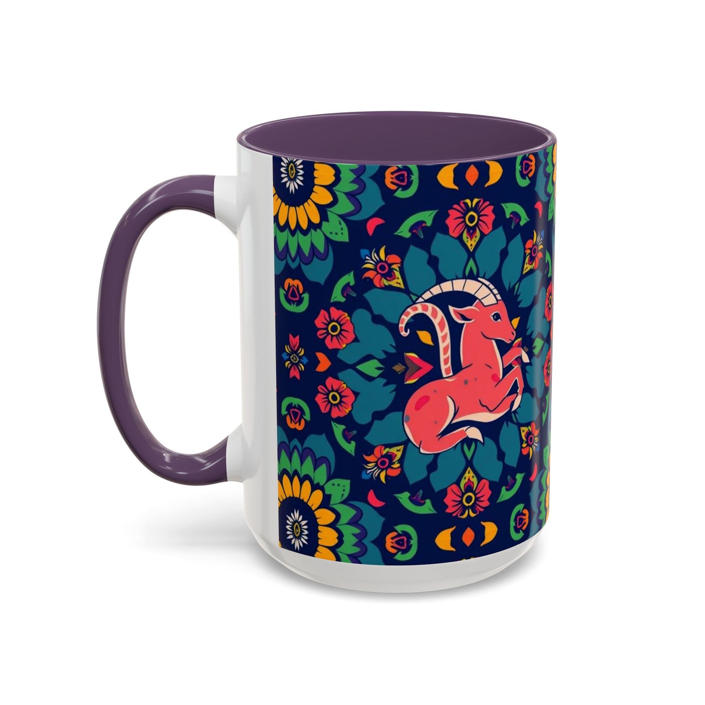 Accent Coffee Mug, Capricorn, Zodiac, Flower Pattern, (11, 15oz)