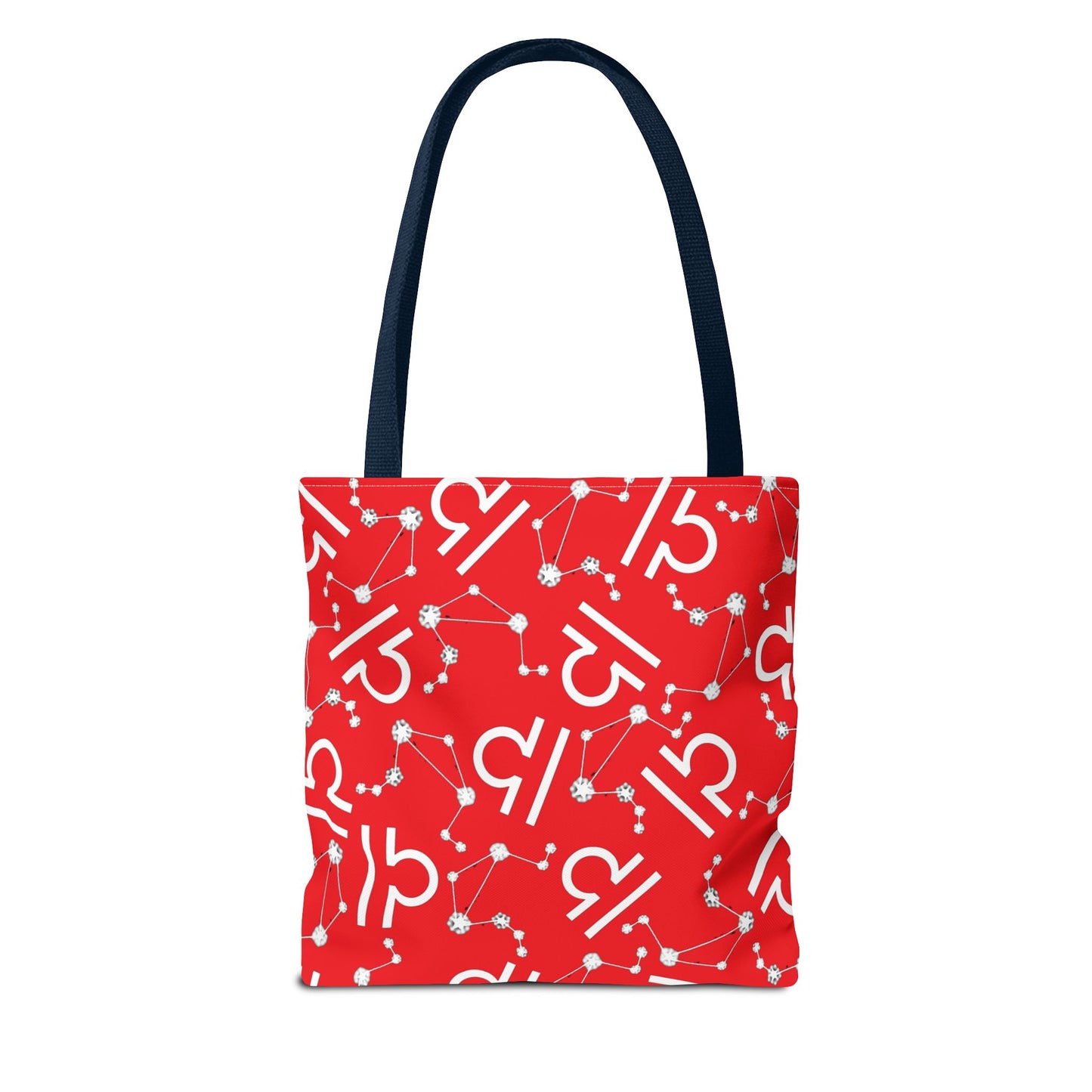 Tote Bag, Libra Zodiac Sign, AOP, (Red, White)