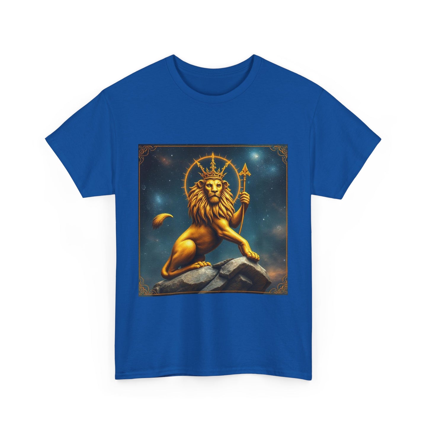 Unisex Heavy Cotton T-Shirt, King of Lions, Leo Zodiac Design