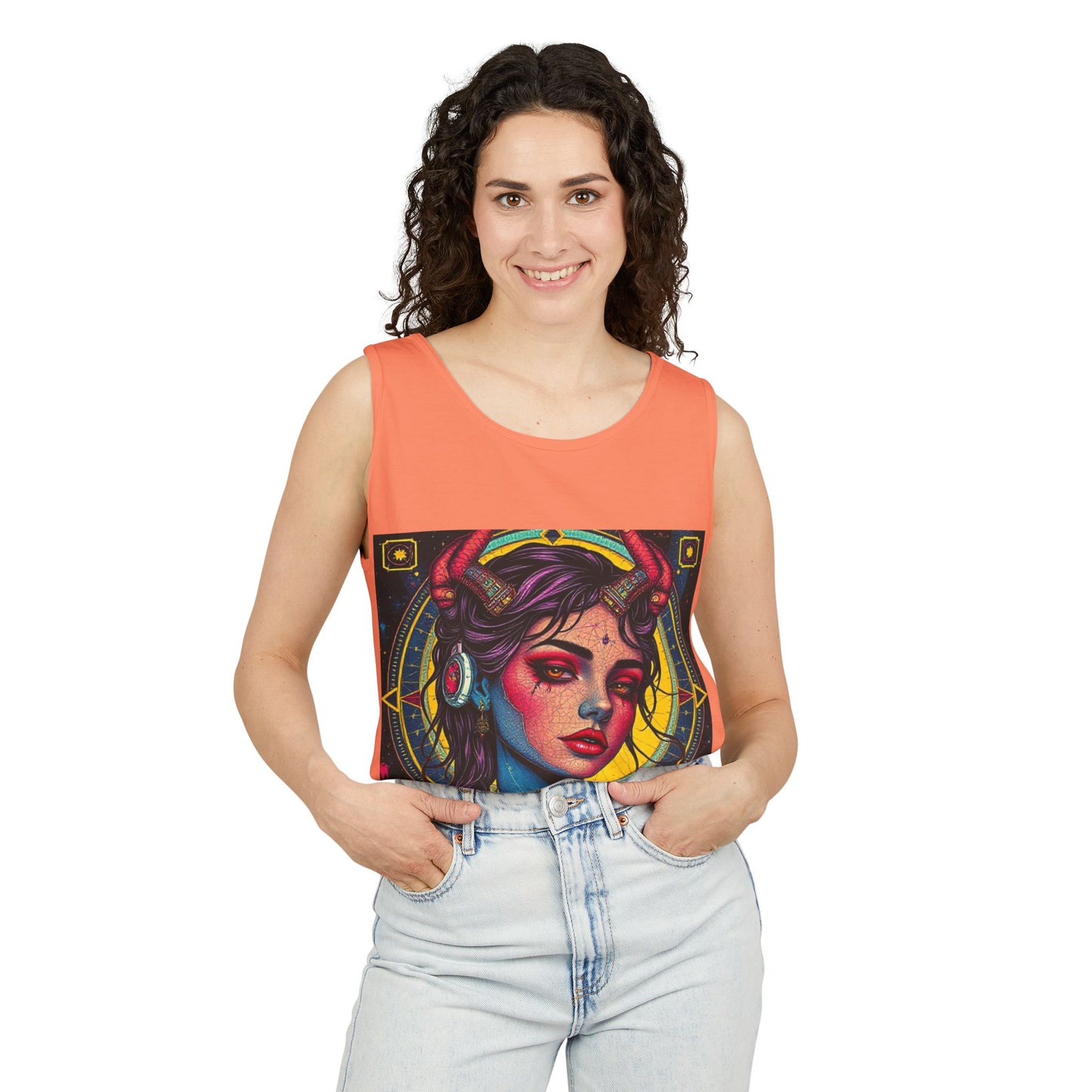 Unisex Garment-Dyed, Tank Top, Scorpio Design, Pop Art, 100% US cotton