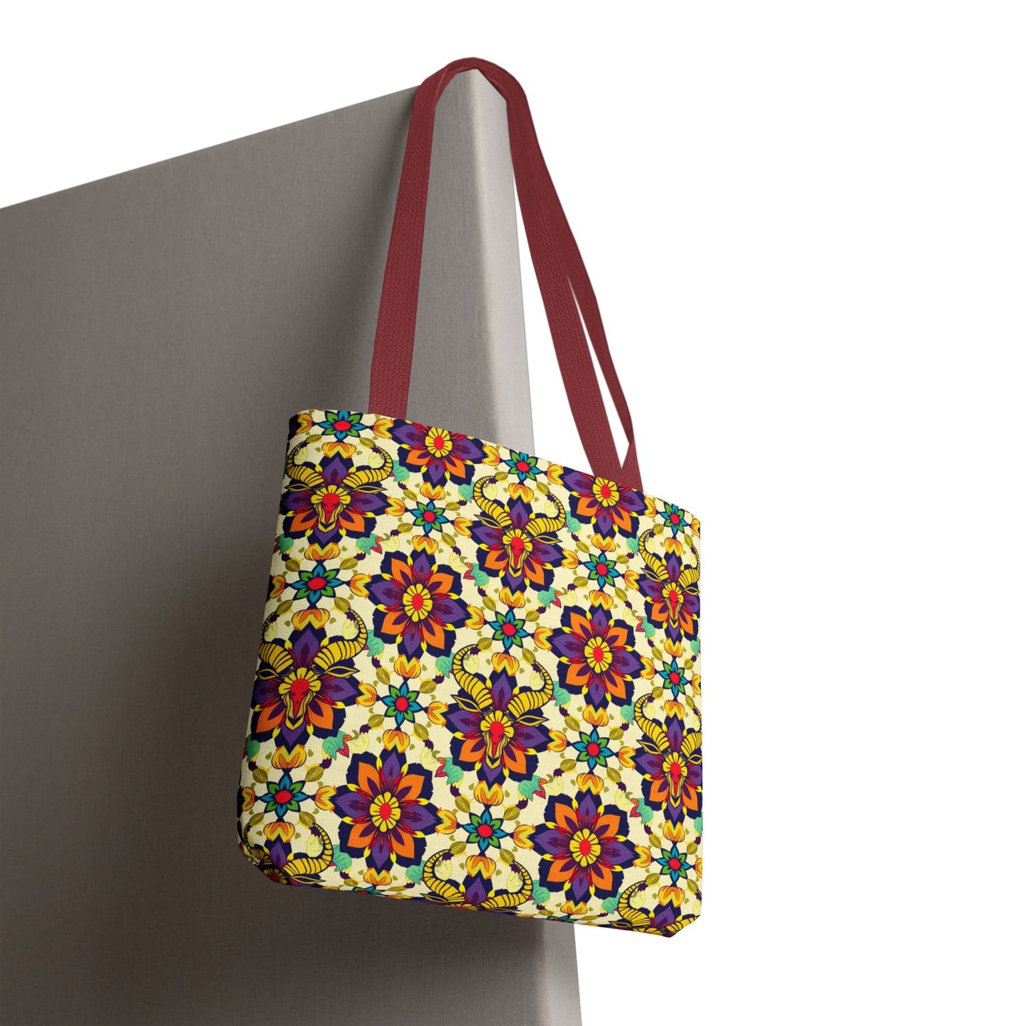 Tote Bag, (AOP), Taurus, Zodiac v5, Flower Pattern