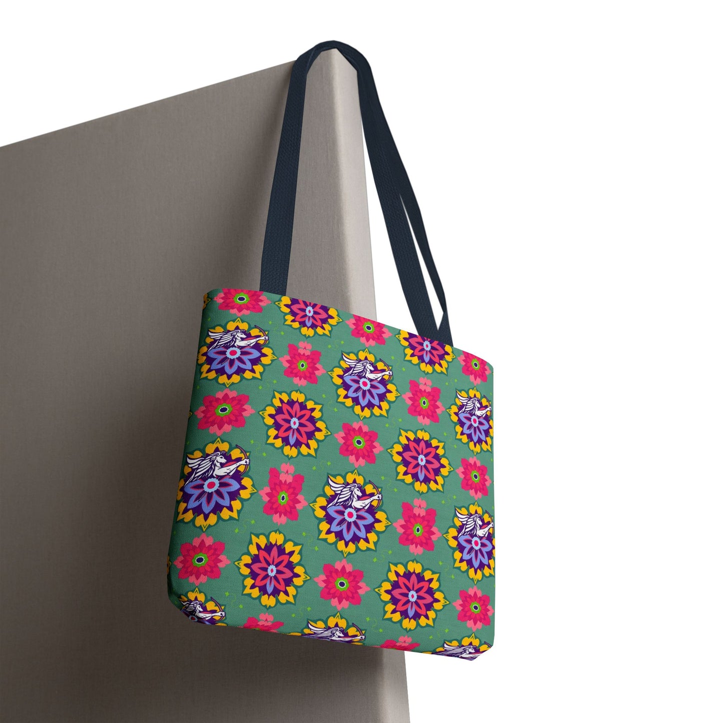 Tote Bag, (AOP), Sagittarius, Zodiac v4, Flower Pattern