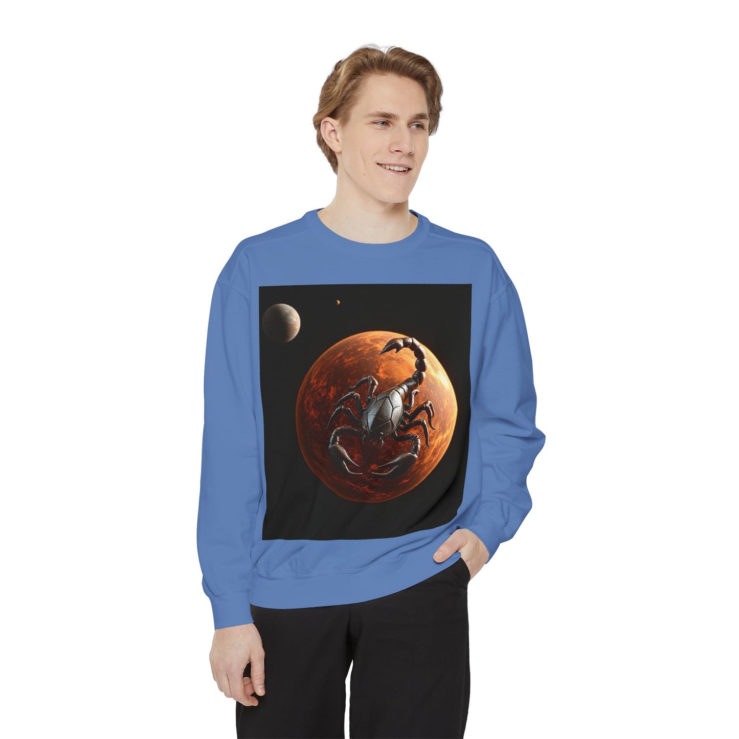 Garment-Dyed Sweatshirt, Unisex, Space Animal Design, Scorpio