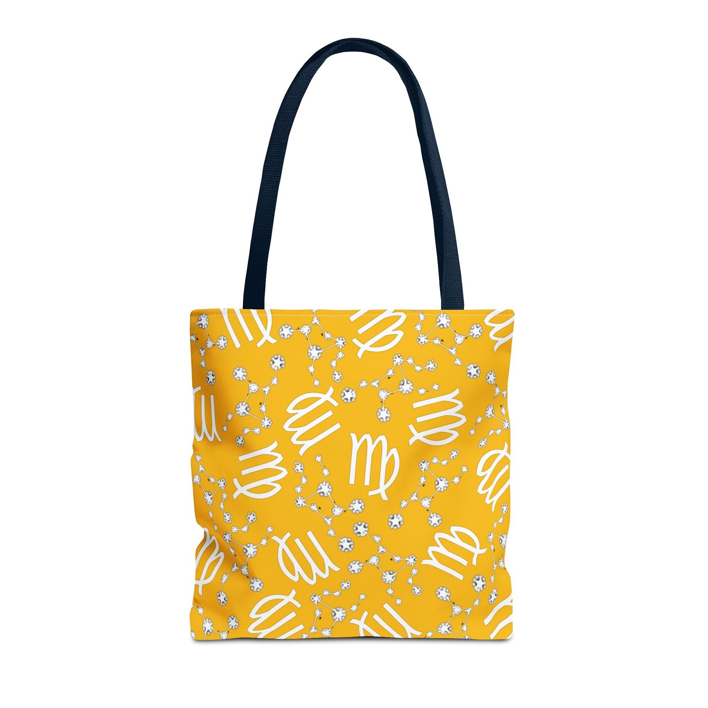 Tote Bag, Virgo Zodiac Sign, AOP, (Yellow White)