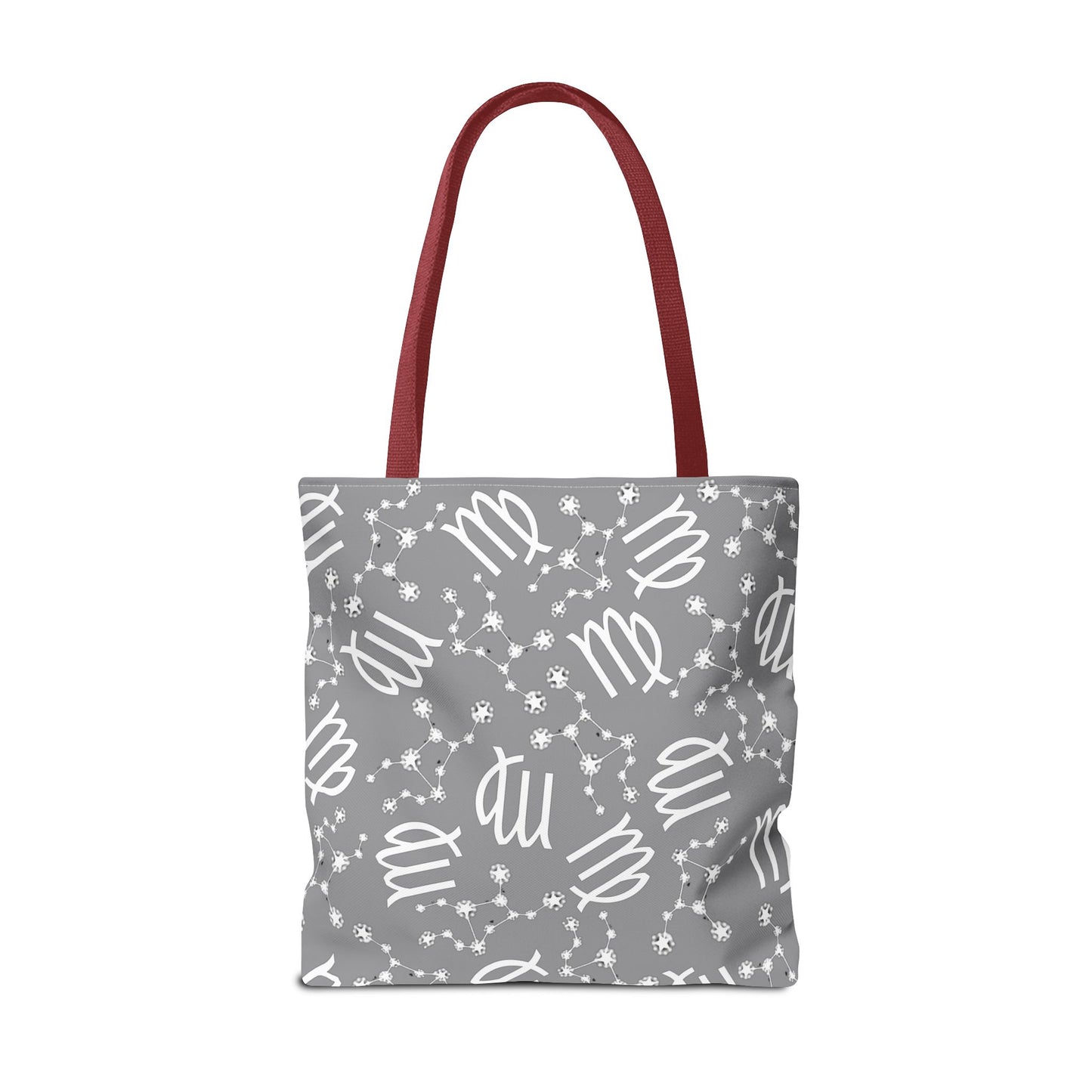 Tote Bag, Virgo Zodiac Sign, AOP, (Grey, White)
