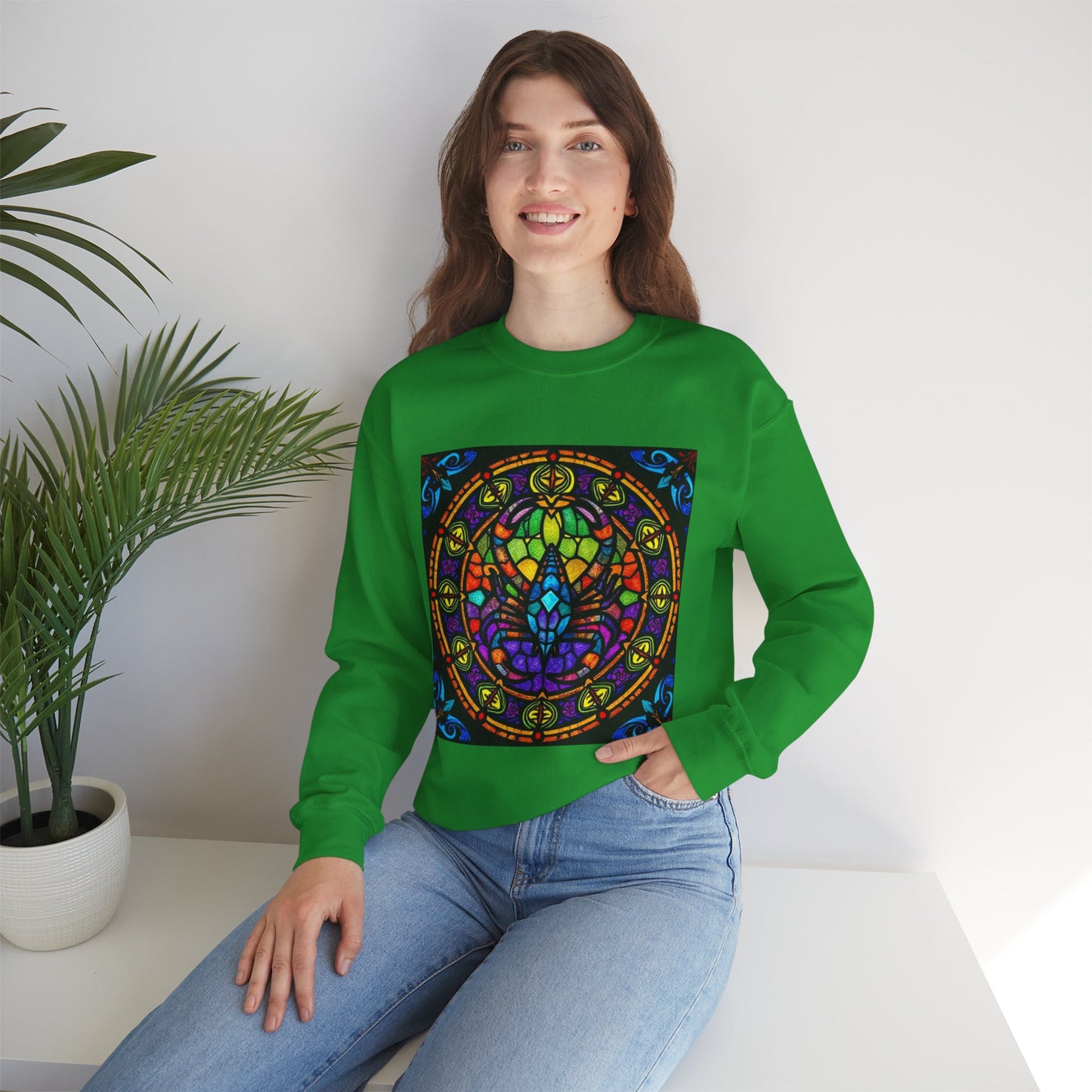 Unisex Heavy Blend™ Crewneck Sweatshirt, Glass 1, Scorpio Zodiac Design