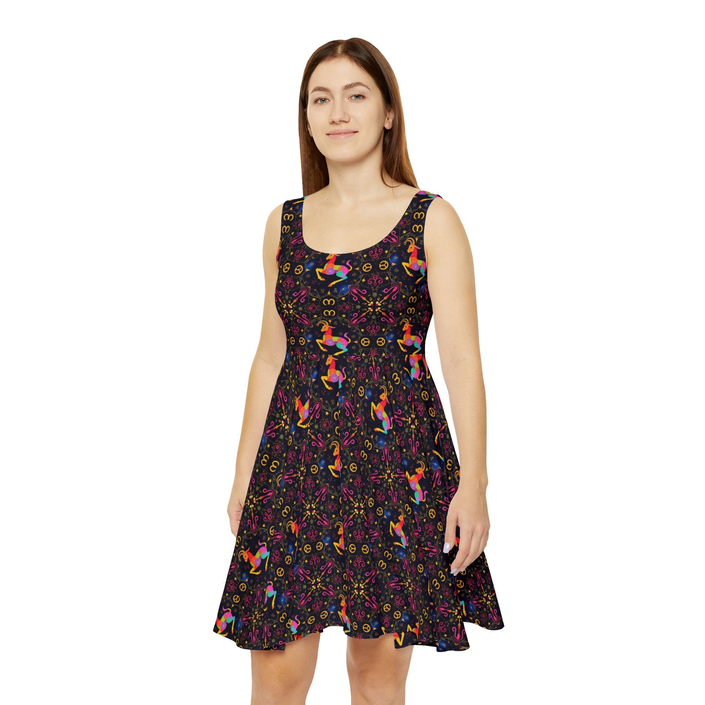 Women's Skater Dress, AOP, Zodiac, Capricorn, Pattern