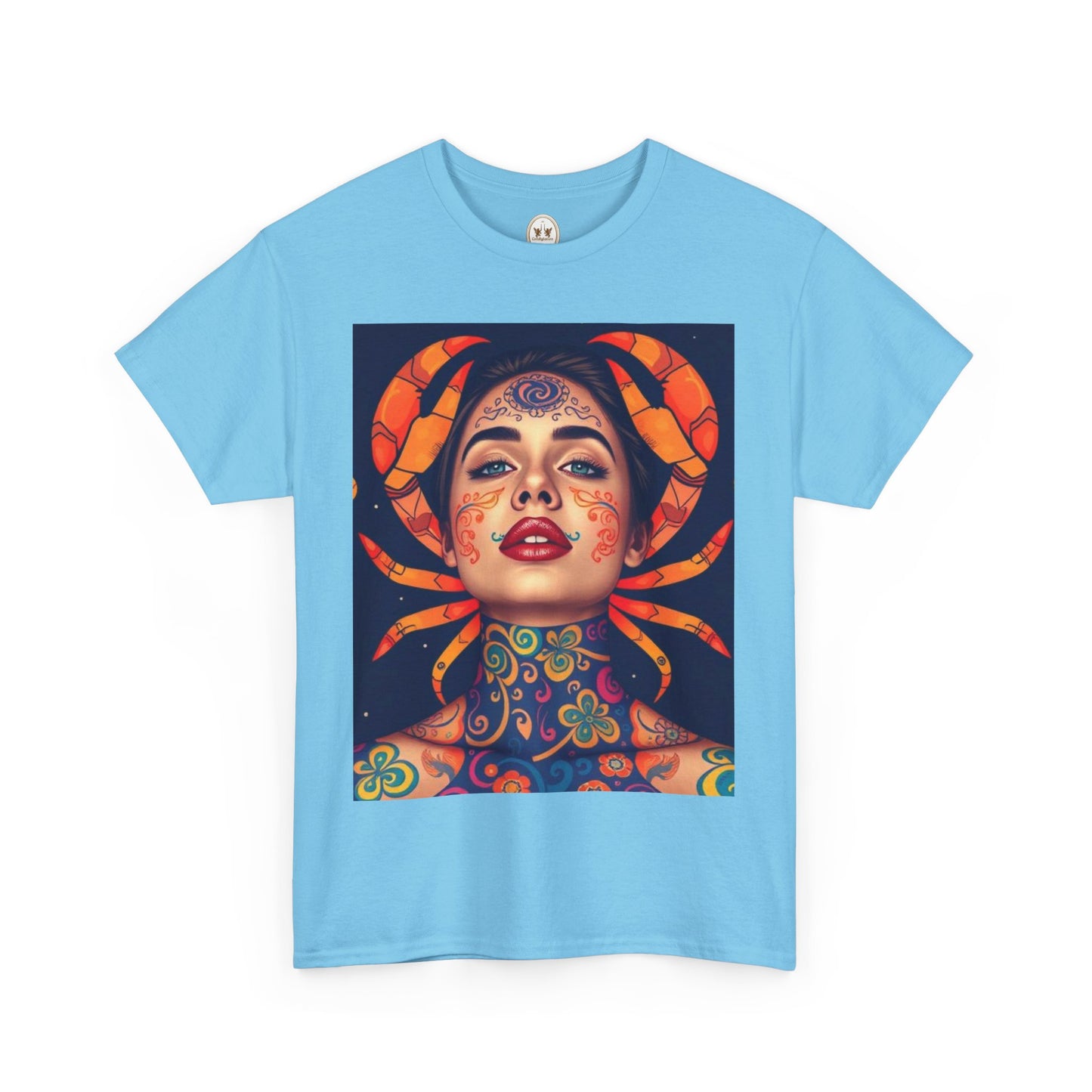 Unisex Heavy Cotton T-Shirt, Cancer, Zodiac v2, Sexy Art