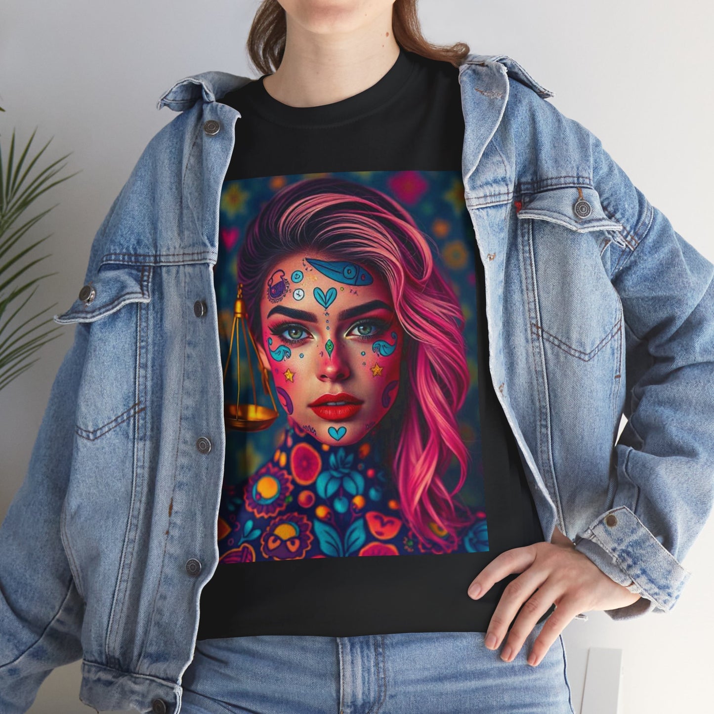 Unisex Heavy Cotton T-Shirt, Libra, Zodiac v2, Sexy Art