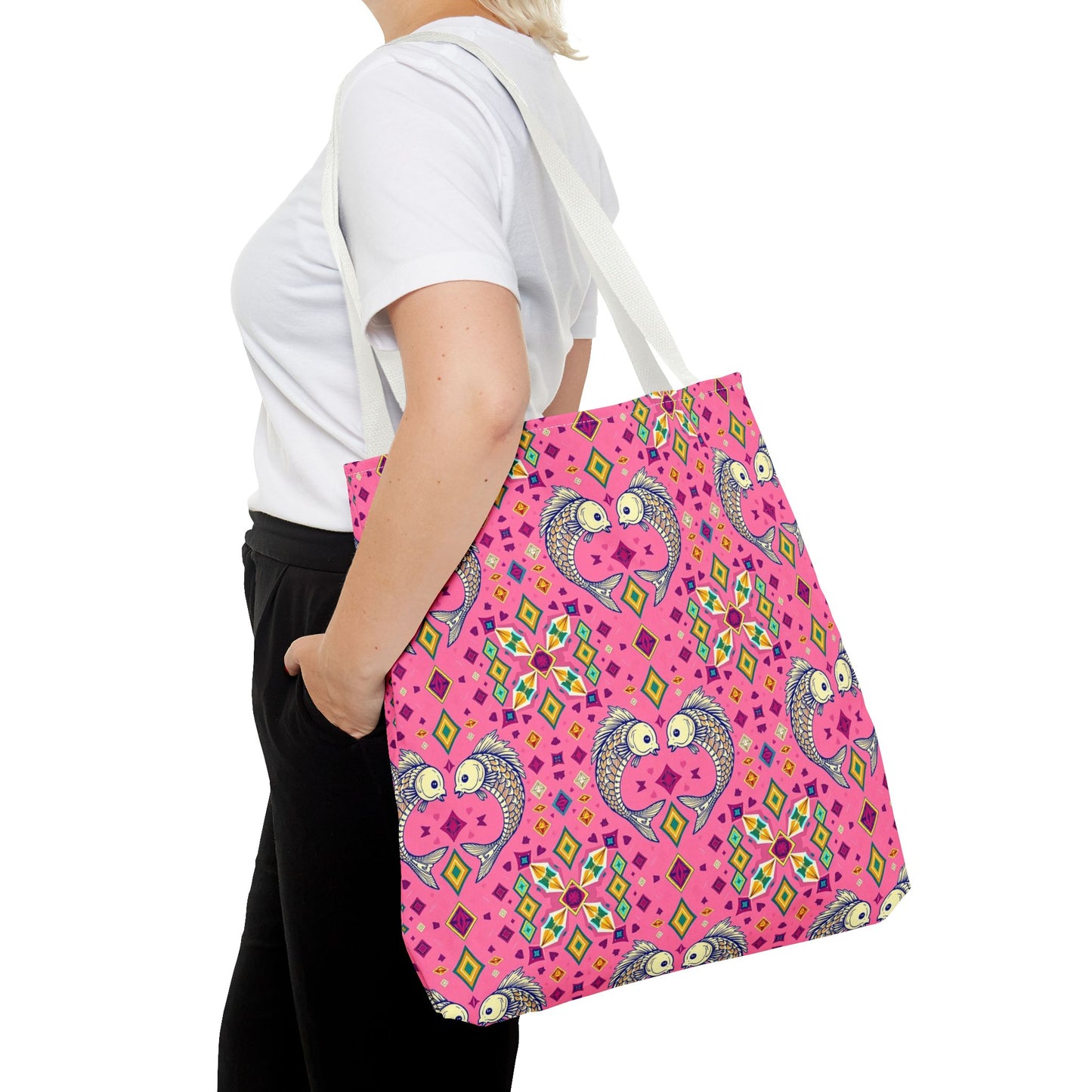 Tote Bag (AOP), Pisces, Zodiac, Jewel Pattern