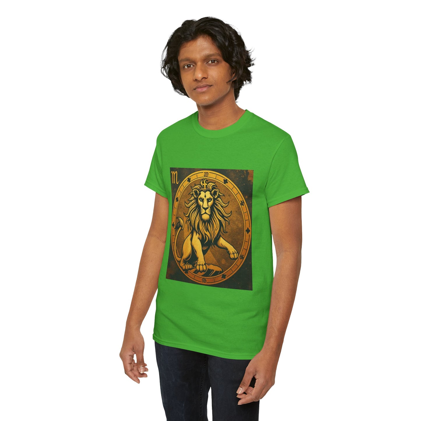 Unisex Heavy Cotton T-Shirt, Gold Lion v1, Leo Zodiac Design
