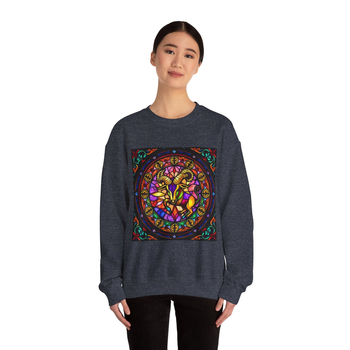 Unisex Heavy Blend™ Crewneck Sweatshirt, Glass 1, Taurus Zodiac Design