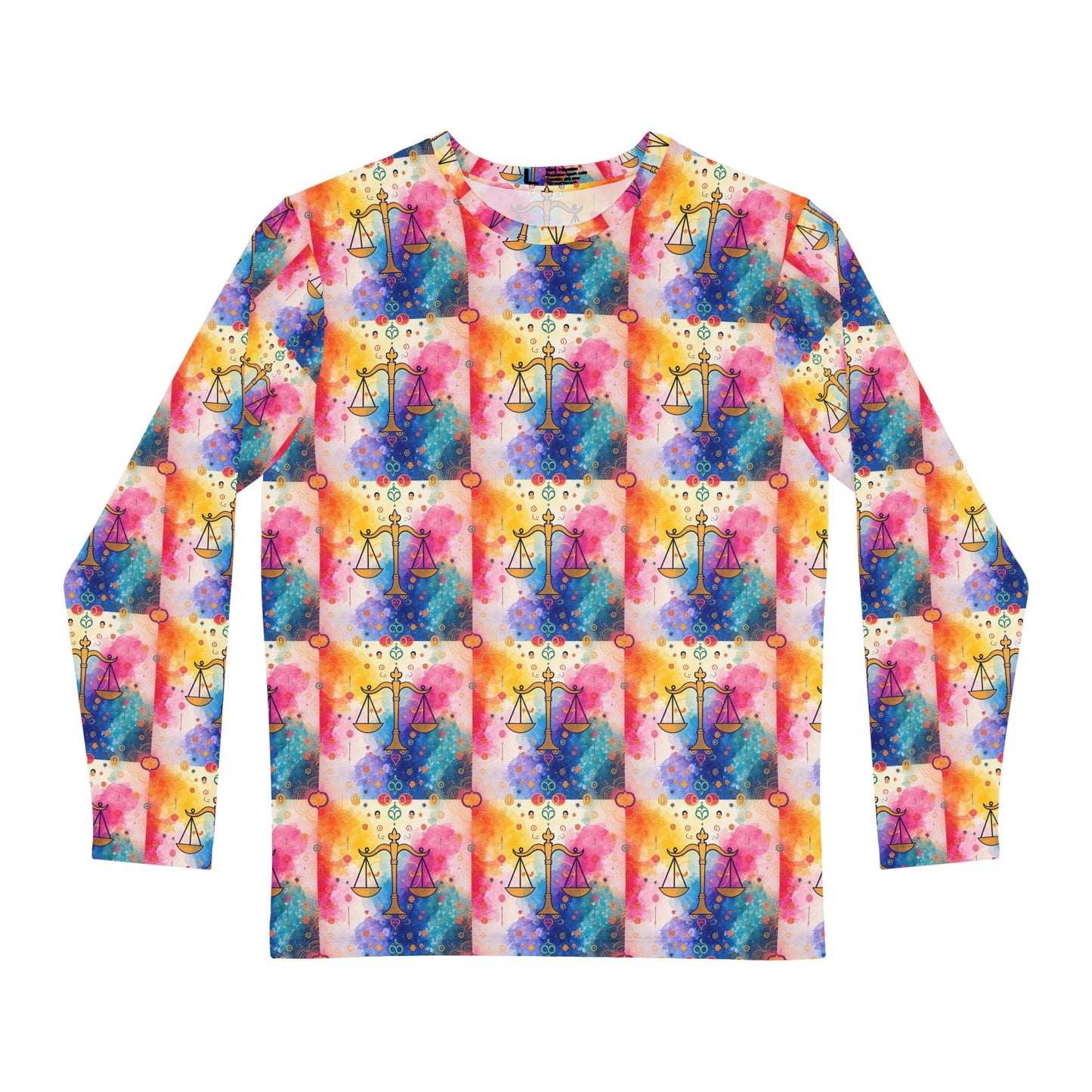 Men's Long Sleeve Shirt, (AOP), Libra, Zodiac v3, Pattern