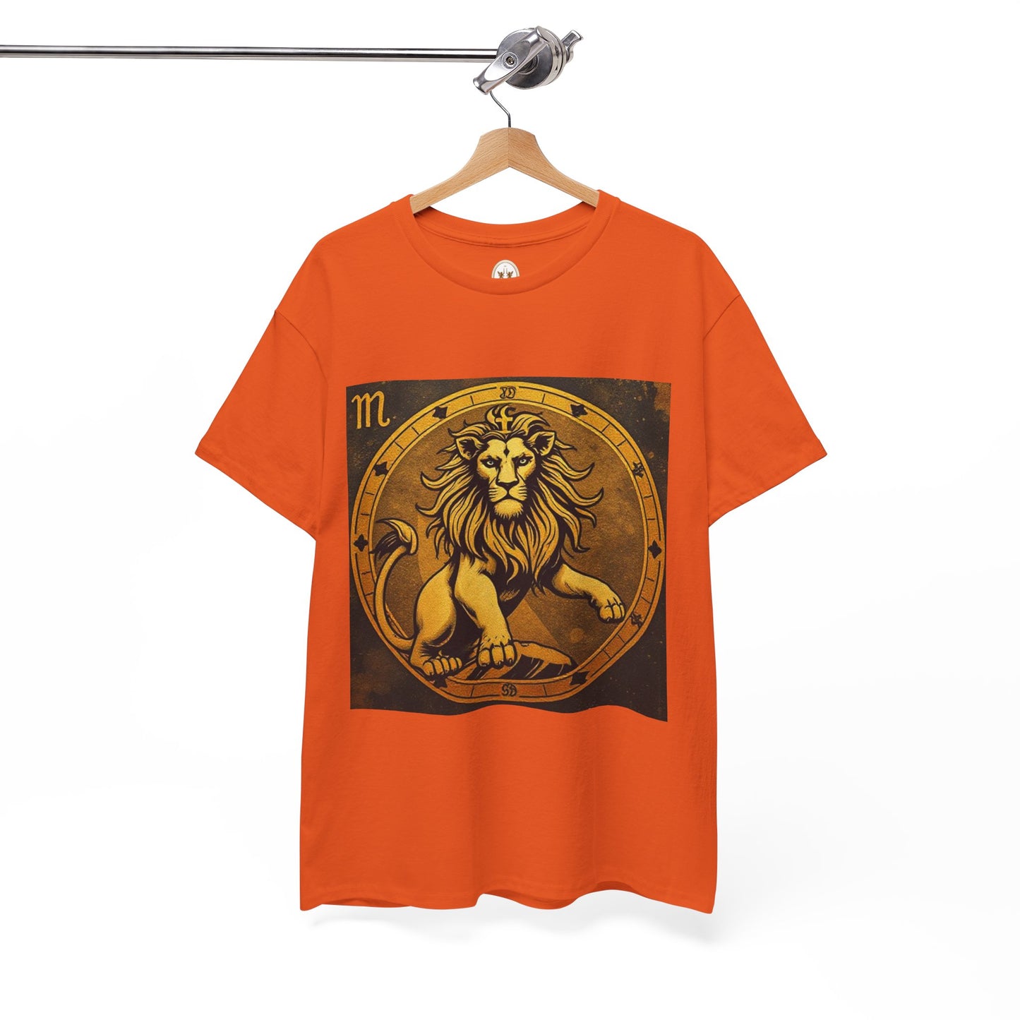 Unisex Heavy Cotton T-Shirt, Gold Lion v1, Leo Zodiac Design