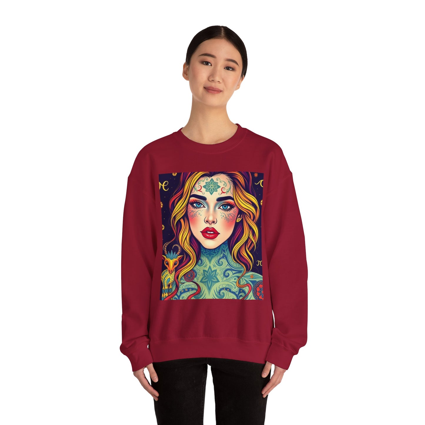 Unisex Heavy Blend™ Crewneck Sweatshirt, Aquarius, Zodiac, Sexy Pattern