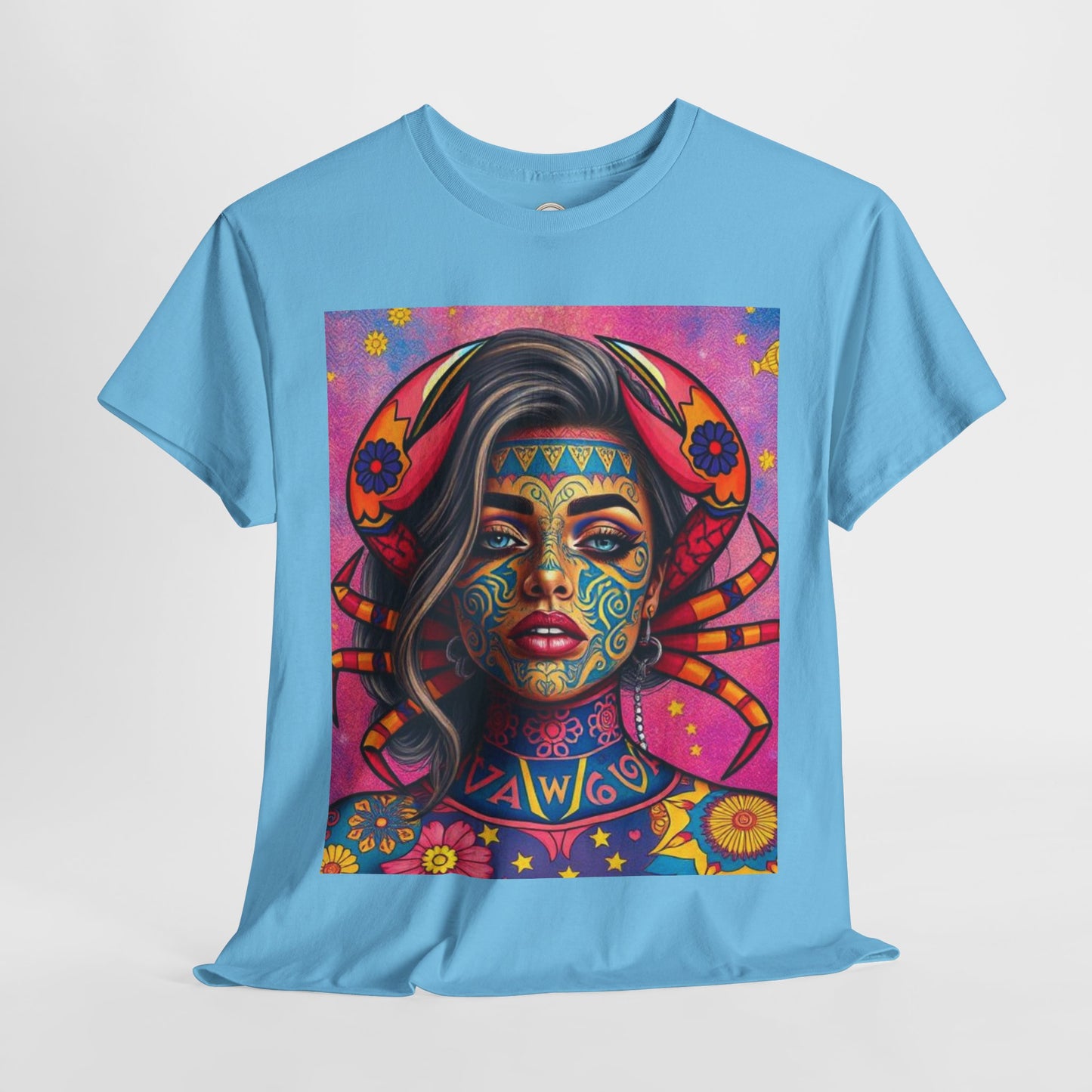 Unisex Heavy Cotton T-Shirt, Cancer, Zodiac v3, Sexy Art