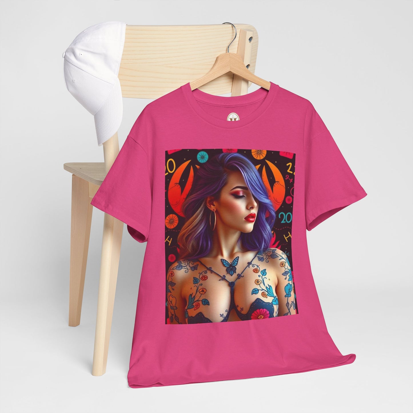 Unisex Heavy Cotton T-Shirt, Cancer, Zodiac, Sexy Art